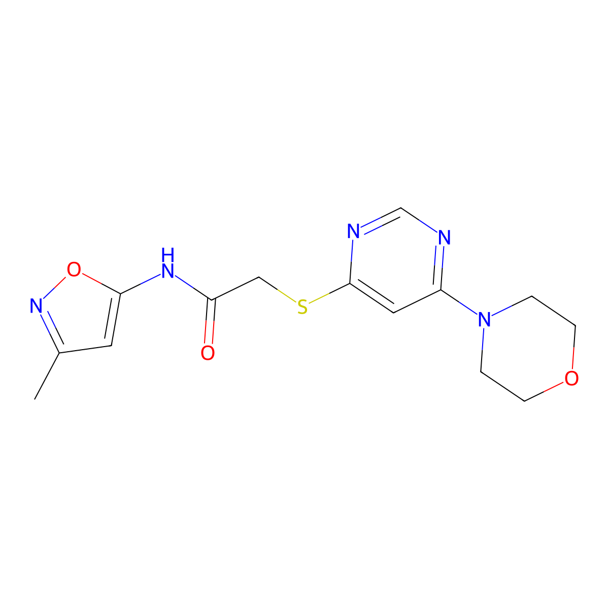 N-(3-methylisoxazol-5-yl)-2-((6-morpholinopyrimidin-4-yl)thio)acetamide molecular structure, CAS 1203007-24-2
