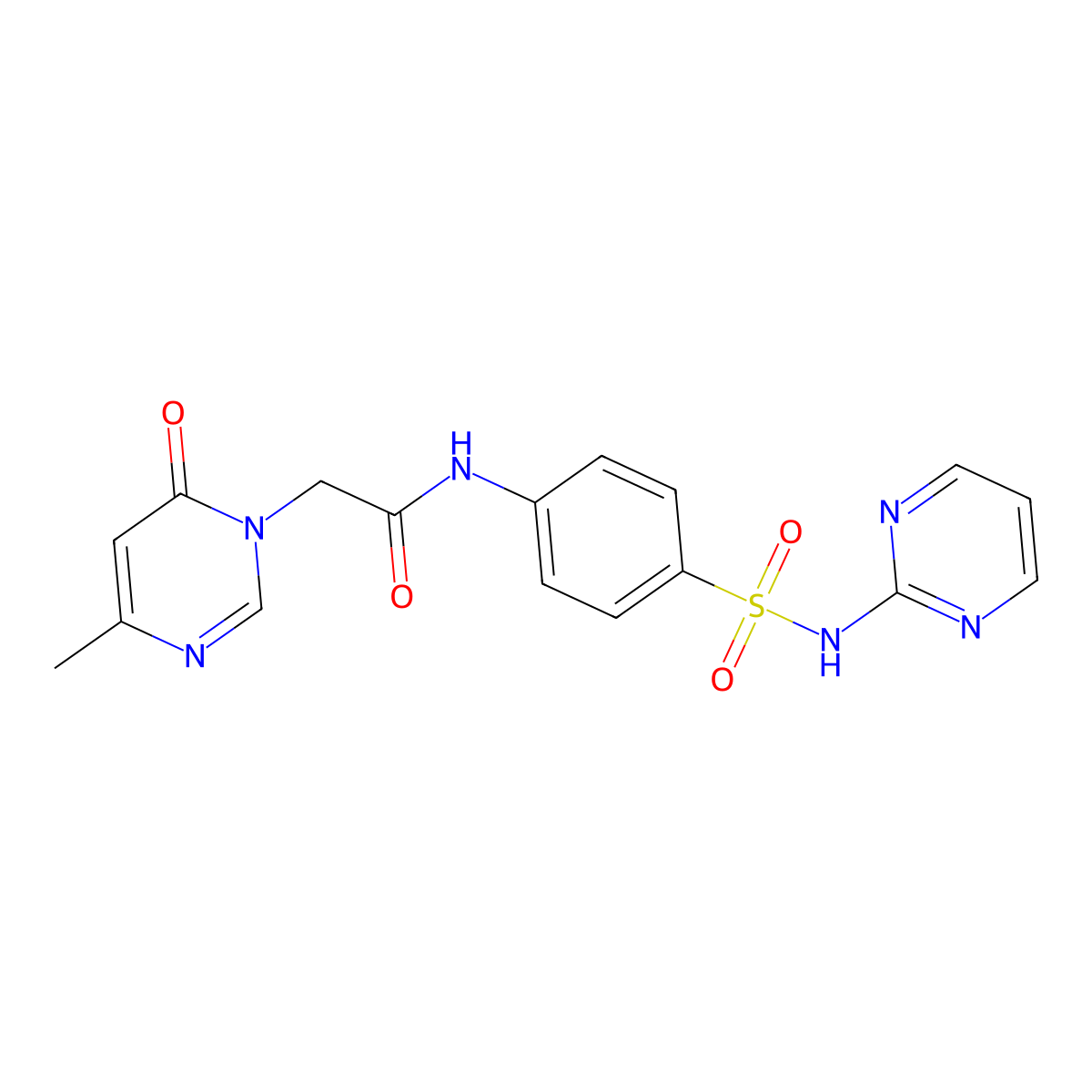 2-(4-methyl-6-oxopyrimidin-1(6H)-yl)-N-(4-(N-(pyrimidin-2-yl)sulfamoyl)phenyl)acetamide molecular structure, CAS 1203007-28-6