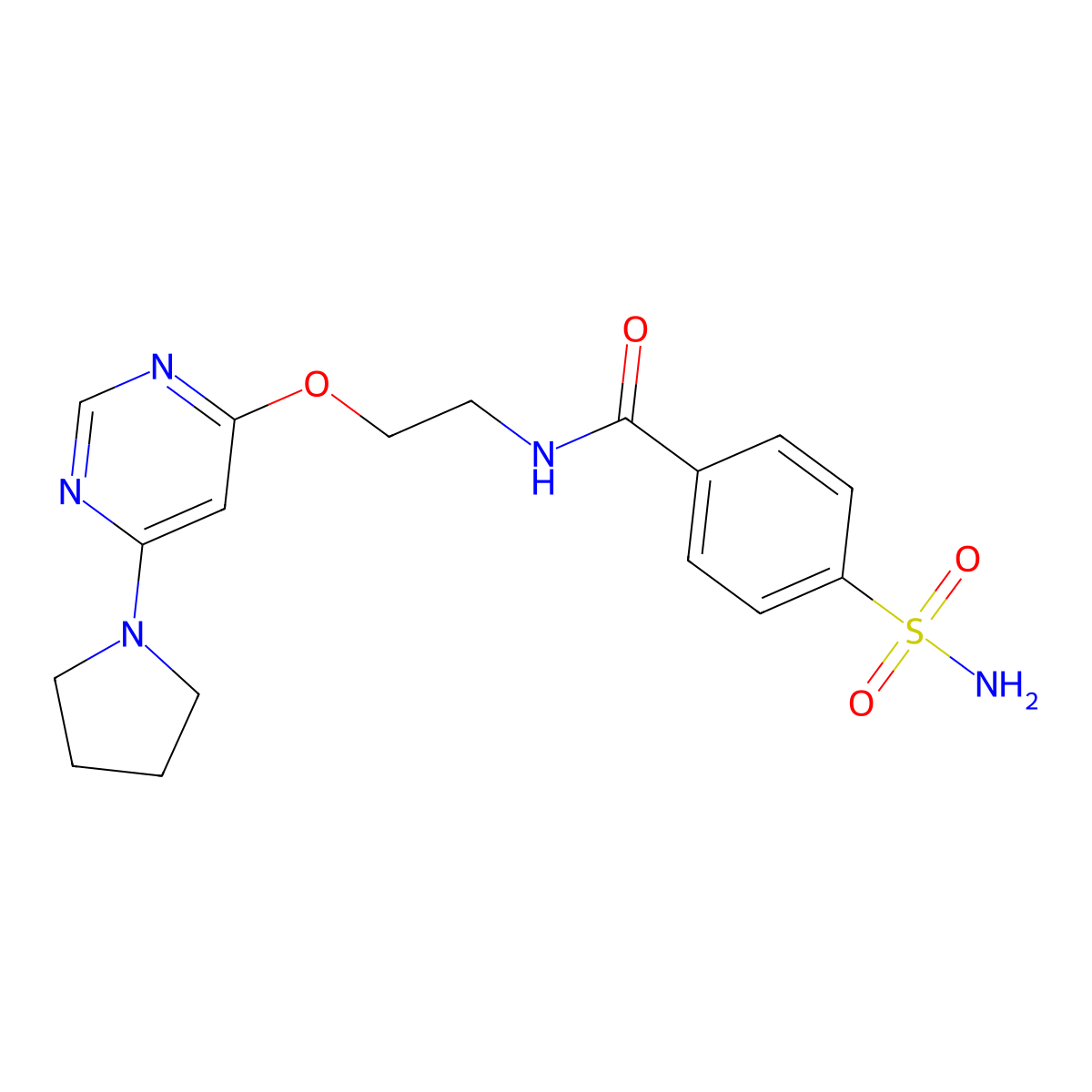 N-(2-{[6-(pyrrolidin-1-yl)pyrimidin-4-yl]oxy}ethyl)-4-sulfamoylbenzamide molecular structure, CAS 1203008-48-3