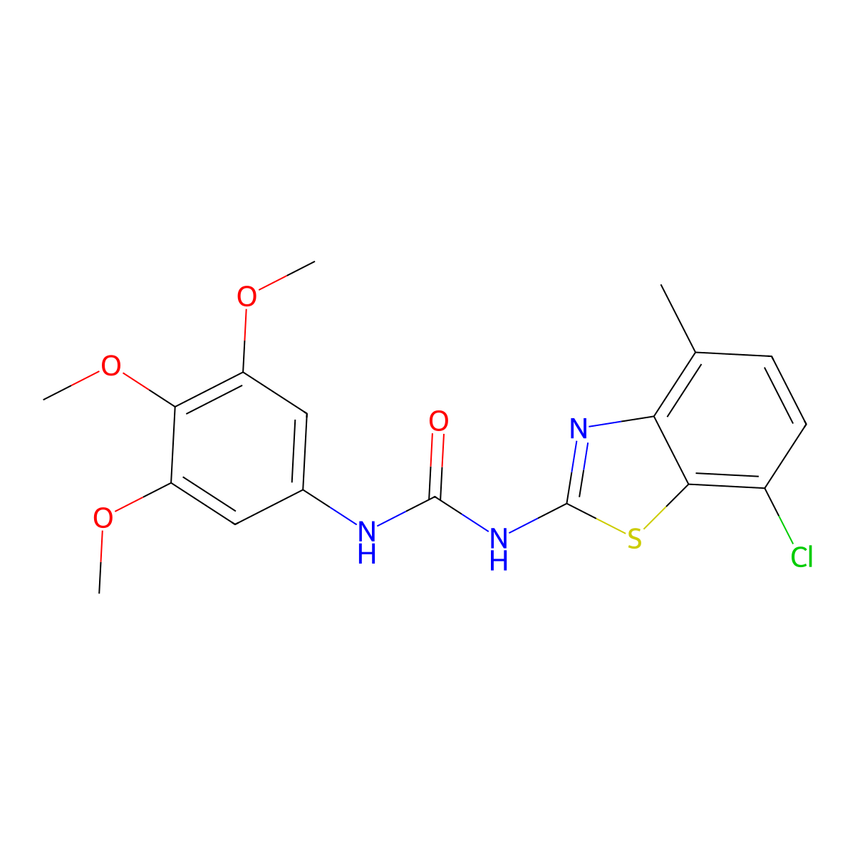 3-(7-Chloro-4-methyl-1,3-benzothiazol-2-yl)-1-(3,4,5-trimethoxyphenyl)urea molecular structure, CAS 1203008-52-9