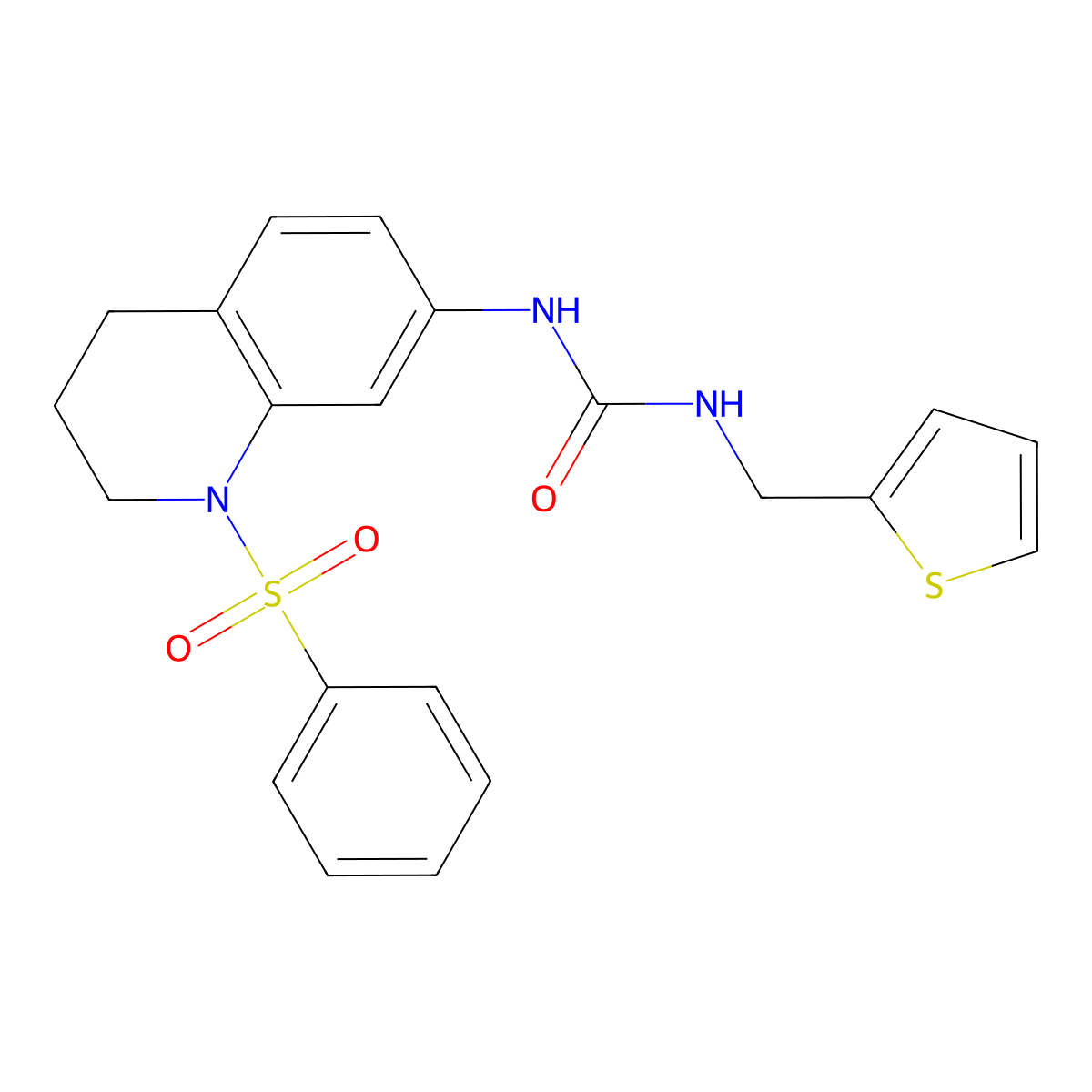1-(1-(Phenylsulfonyl)-1,2,3,4-tetrahydroquinolin-7-yl)-3-(thiophen-2-ylmethyl)urea molecular structure, CAS 1203009-69-1