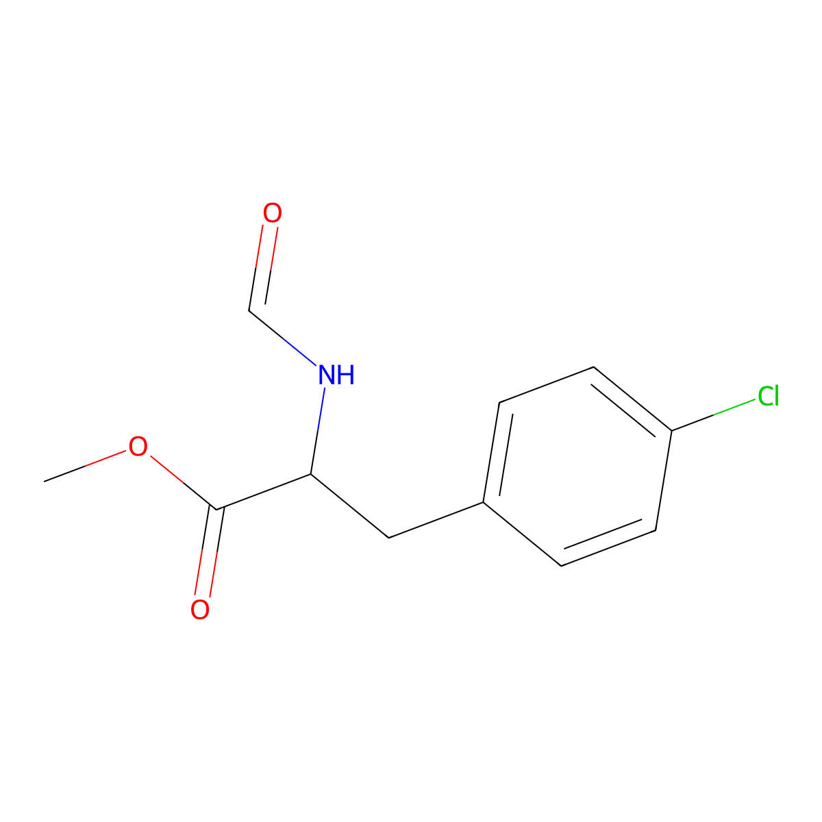 Methyl 3-(4-chlorophenyl)-2-formamidopropanoate molecular structure, CAS 120301-74-8