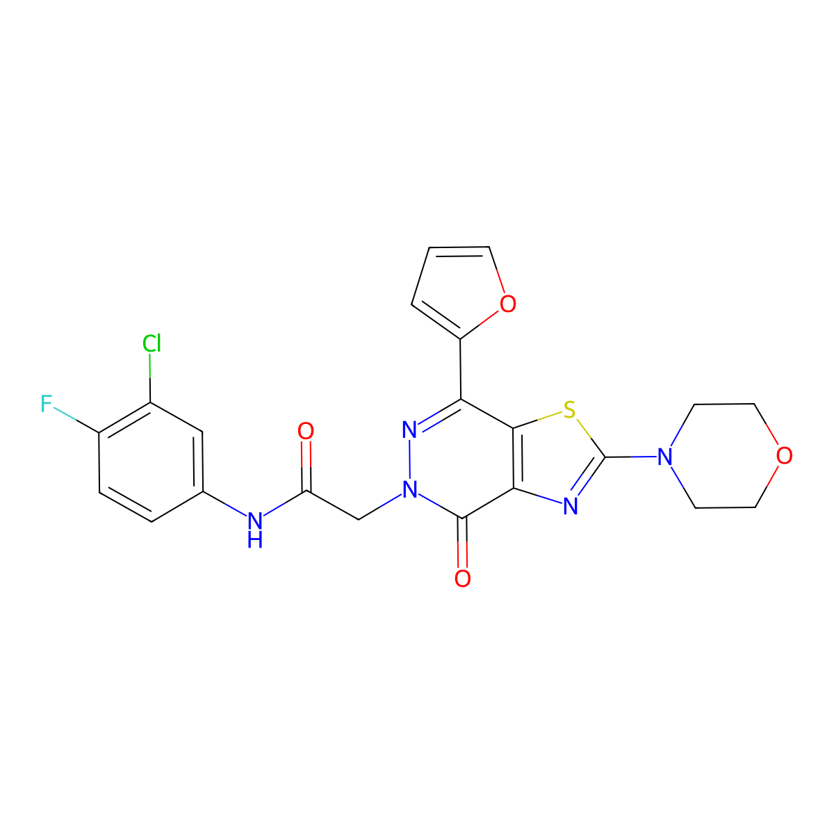 N-(3-chloro-4-fluorophenyl)-2-(7-(furan-2-yl)-2-morpholino-4-oxothiazolo[4,5-d]pyridazin-5(4H)-yl)acetamide molecular structure, CAS 1203010-07-4