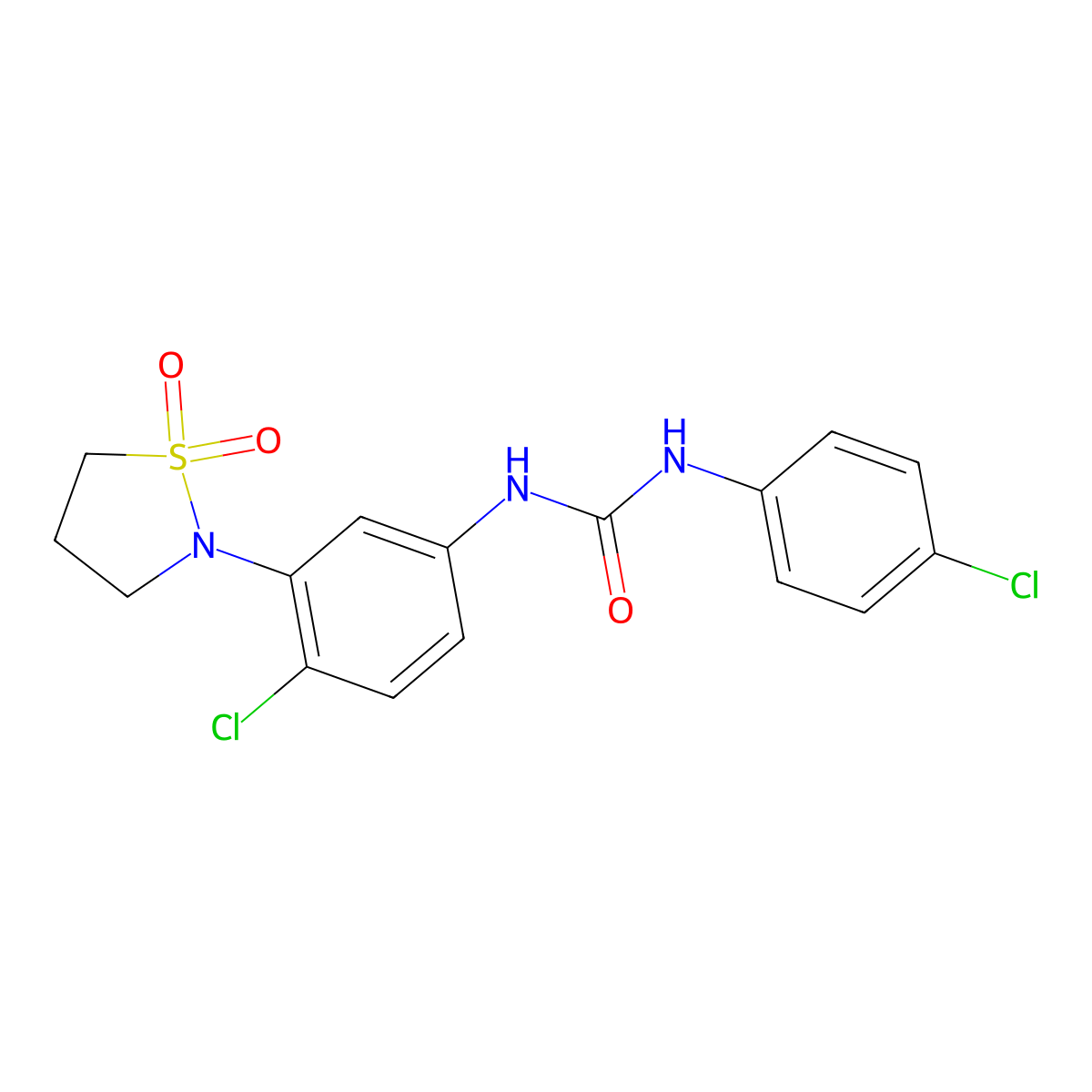 3-[4-Chloro-3-(1,1-dioxo-1lambda6,2-thiazolidin-2-yl)phenyl]-1-(4-chlorophenyl)urea molecular structure, CAS 1203010-28-9