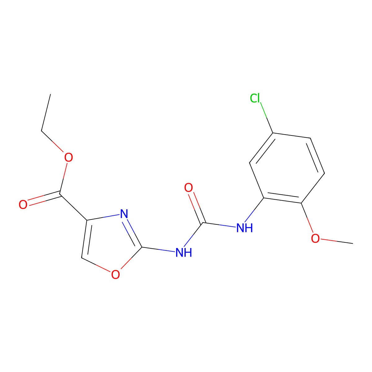 Ethyl 2-(3-(5-chloro-2-methoxyphenyl)ureido)oxazole-4-carboxylate molecular structure, CAS 1203010-35-8