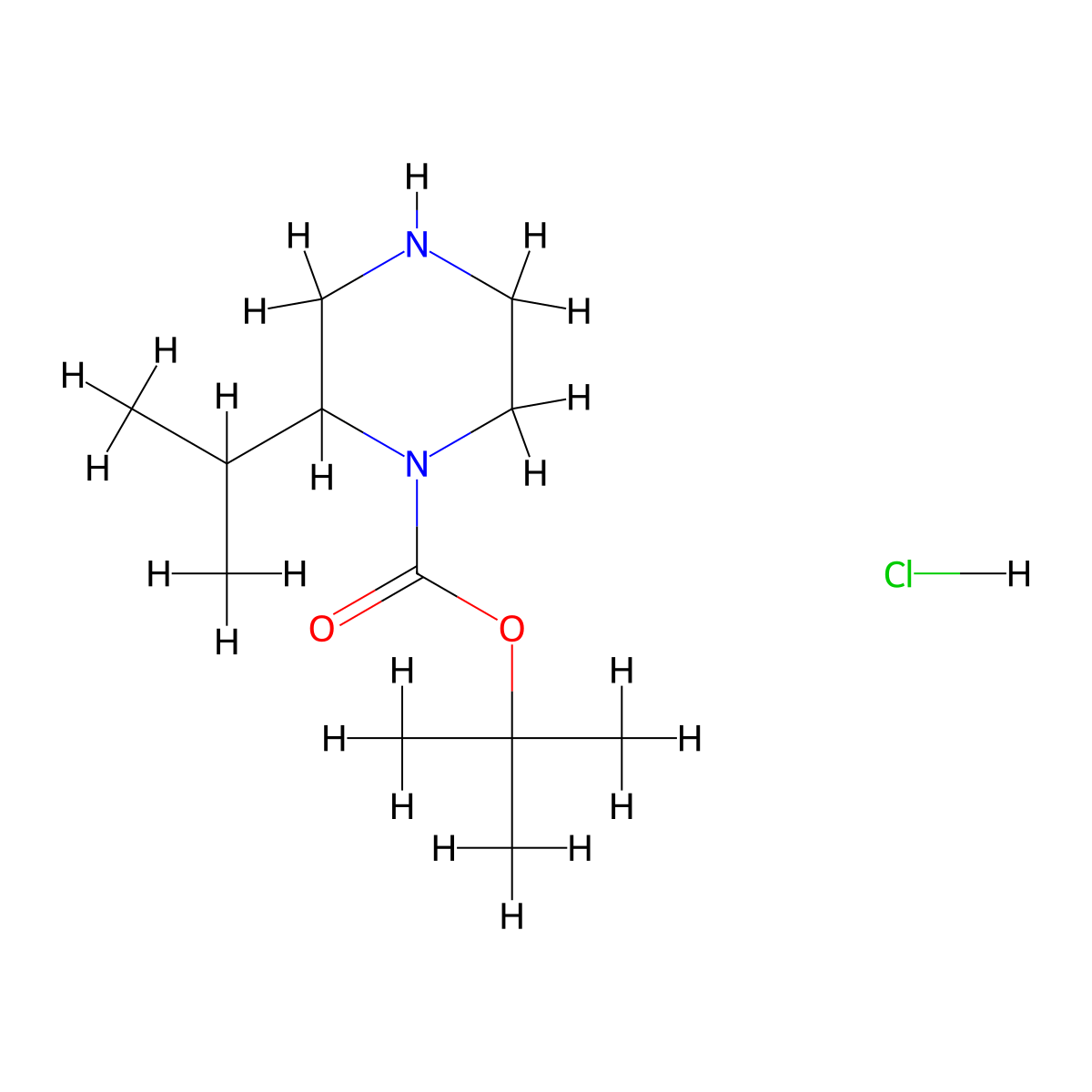 tert-Butyl 2-isopropylpiperazine-1-carboxylate hydrochloride molecular structure, CAS 1203011-26-0