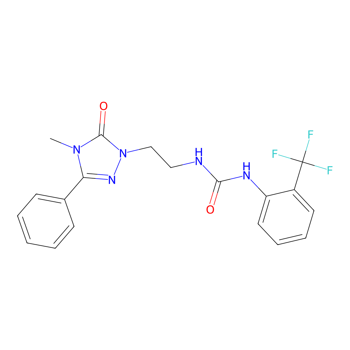 1-(2-(4-methyl-5-oxo-3-phenyl-4,5-dihydro-1H-1,2,4-triazol-1-yl)ethyl)-3-(2-(trifluoromethyl)phenyl)urea molecular structure, CAS 1203011-73-7