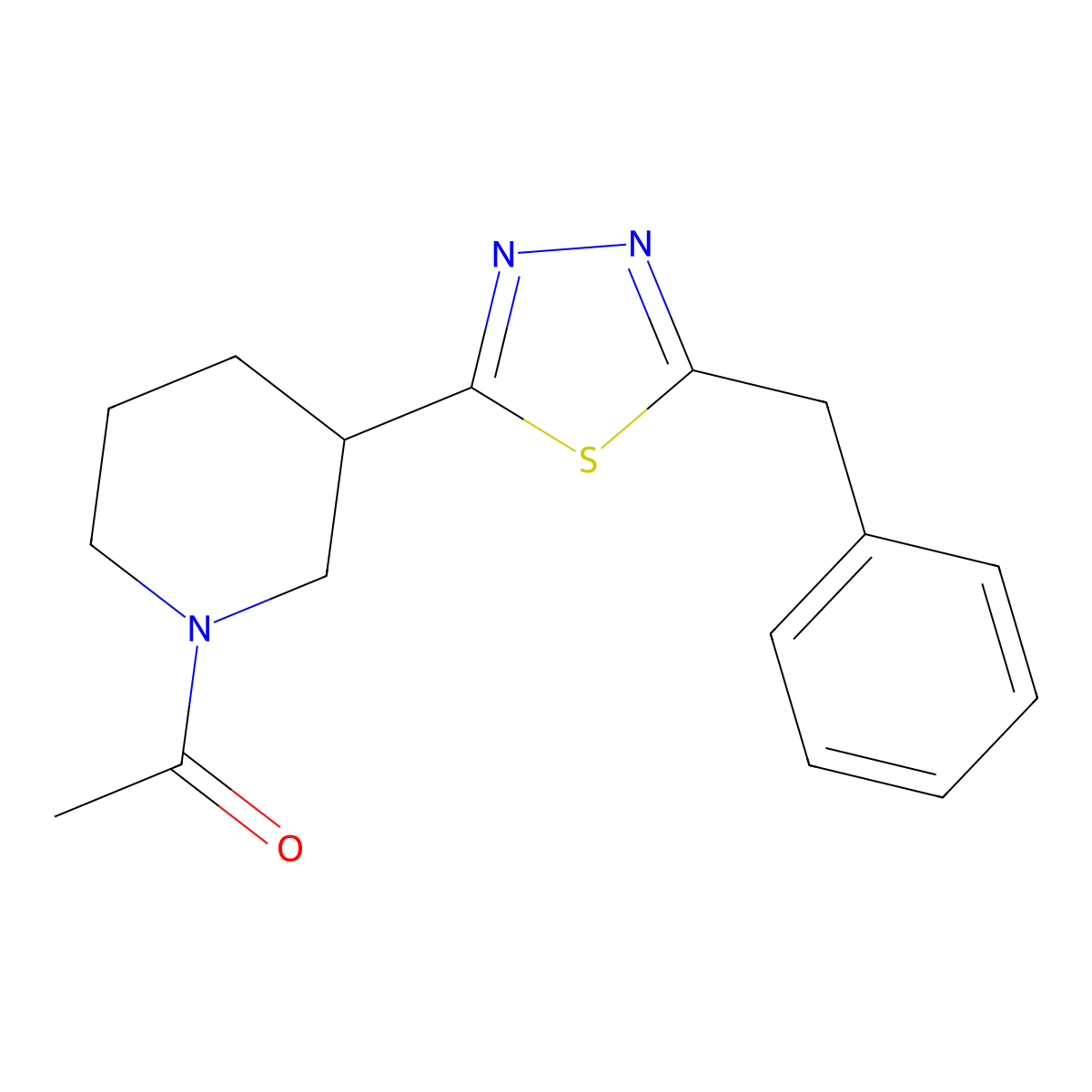 1-(3-(5-Benzyl-1,3,4-thiadiazol-2-yl)piperidin-1-yl)ethanone molecular structure, CAS 1203012-19-4
