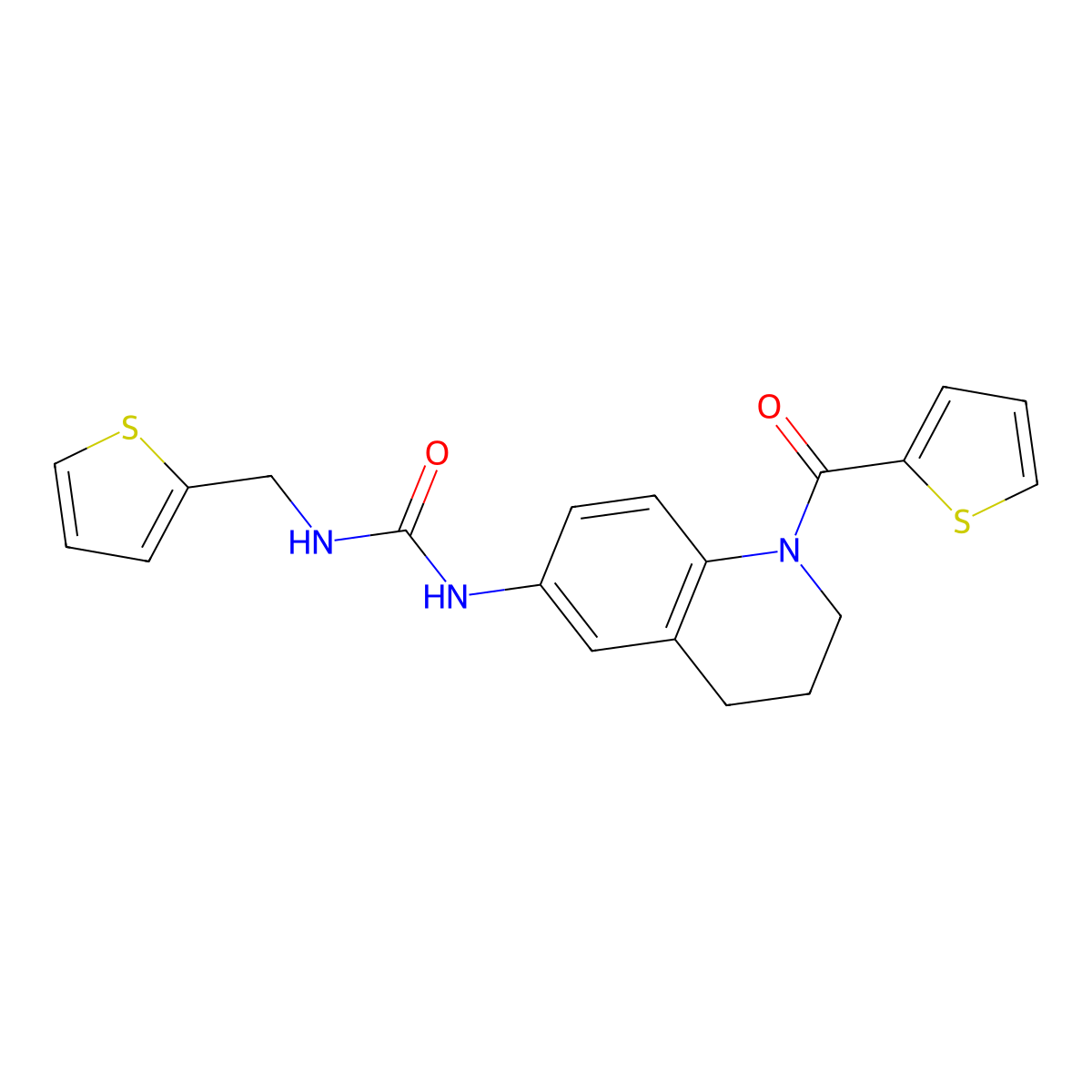 1-(Thiophen-2-ylmethyl)-3-(1-(thiophene-2-carbonyl)-1,2,3,4-tetrahydroquinolin-6-yl)urea molecular structure, CAS 1203012-55-8