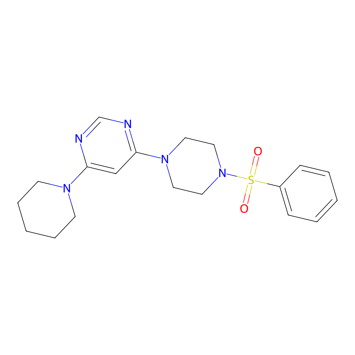 4-(4-(Phenylsulfonyl)piperazin-1-yl)-6-(piperidin-1-yl)pyrimidine molecular structure, CAS 1203012-57-0