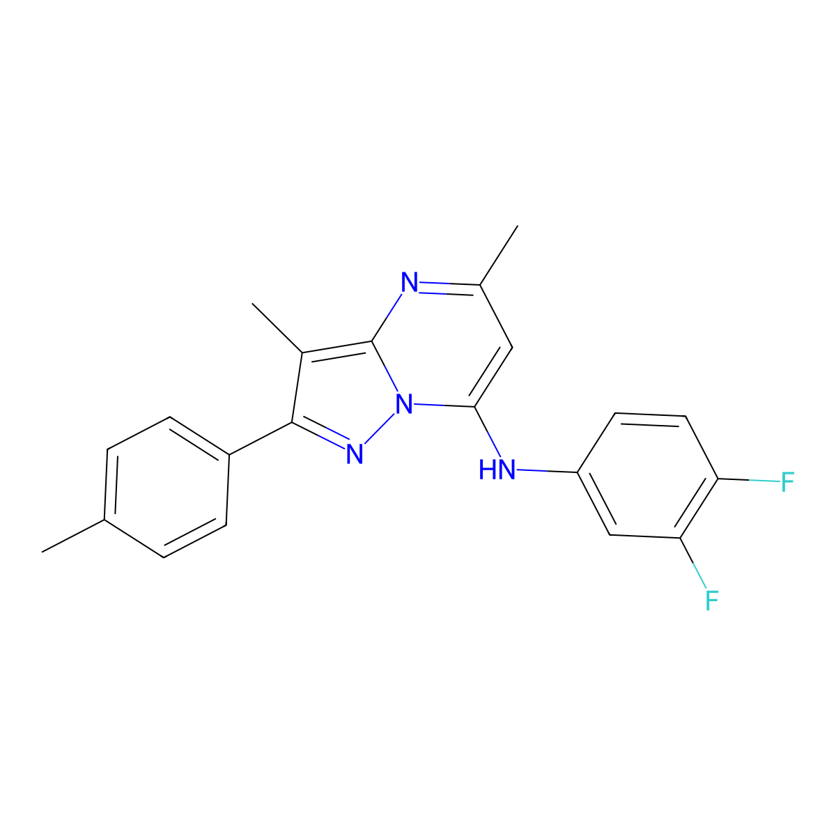 N-(3,4-difluorophenyl)-3,5-dimethyl-2-(4-methylphenyl)pyrazolo[1,5-a]pyrimidin-7-amine molecular structure, CAS 1203015-03-5