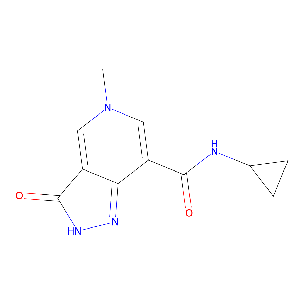 N-cyclopropyl-5-methyl-3-oxo-3,5-dihydro-2H-pyrazolo[4,3-c]pyridine-7-carboxamide molecular structure, CAS 1203015-39-7
