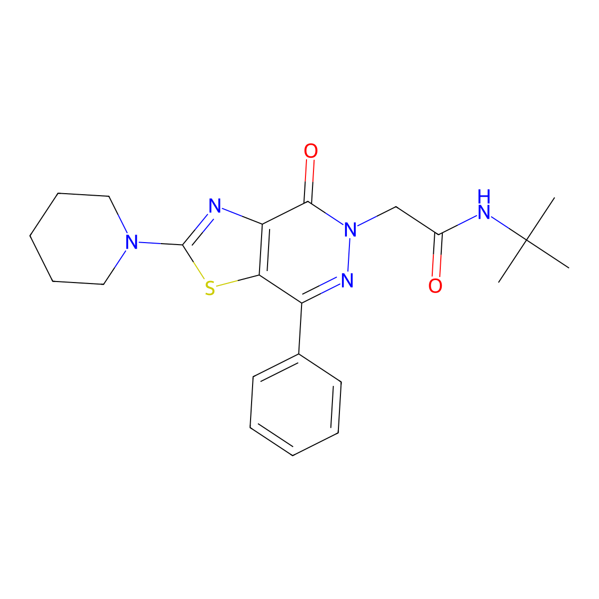 N-(tert-butyl)-2-(4-oxo-7-phenyl-2-(piperidin-1-yl)thiazolo[4,5-d]pyridazin-5(4H)-yl)acetamide molecular structure, CAS 1203015-80-8
