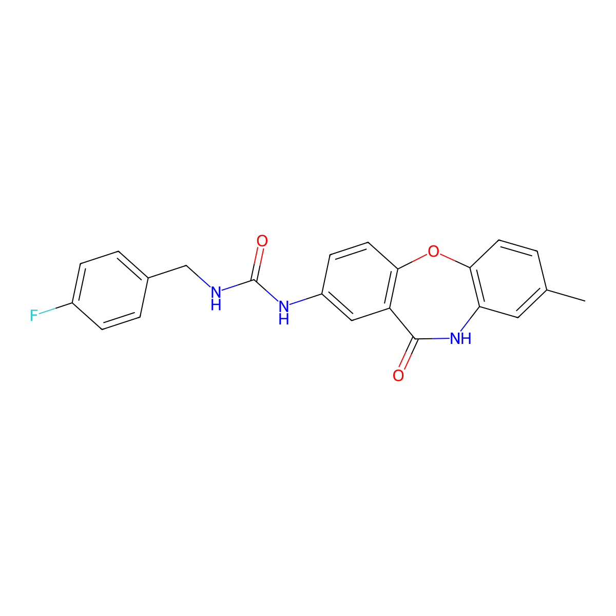1-(4-Fluorobenzyl)-3-(8-methyl-11-oxo-10,11-dihydrodibenzo[b,f][1,4]oxazepin-2-yl)urea molecular structure, CAS 1203016-36-7