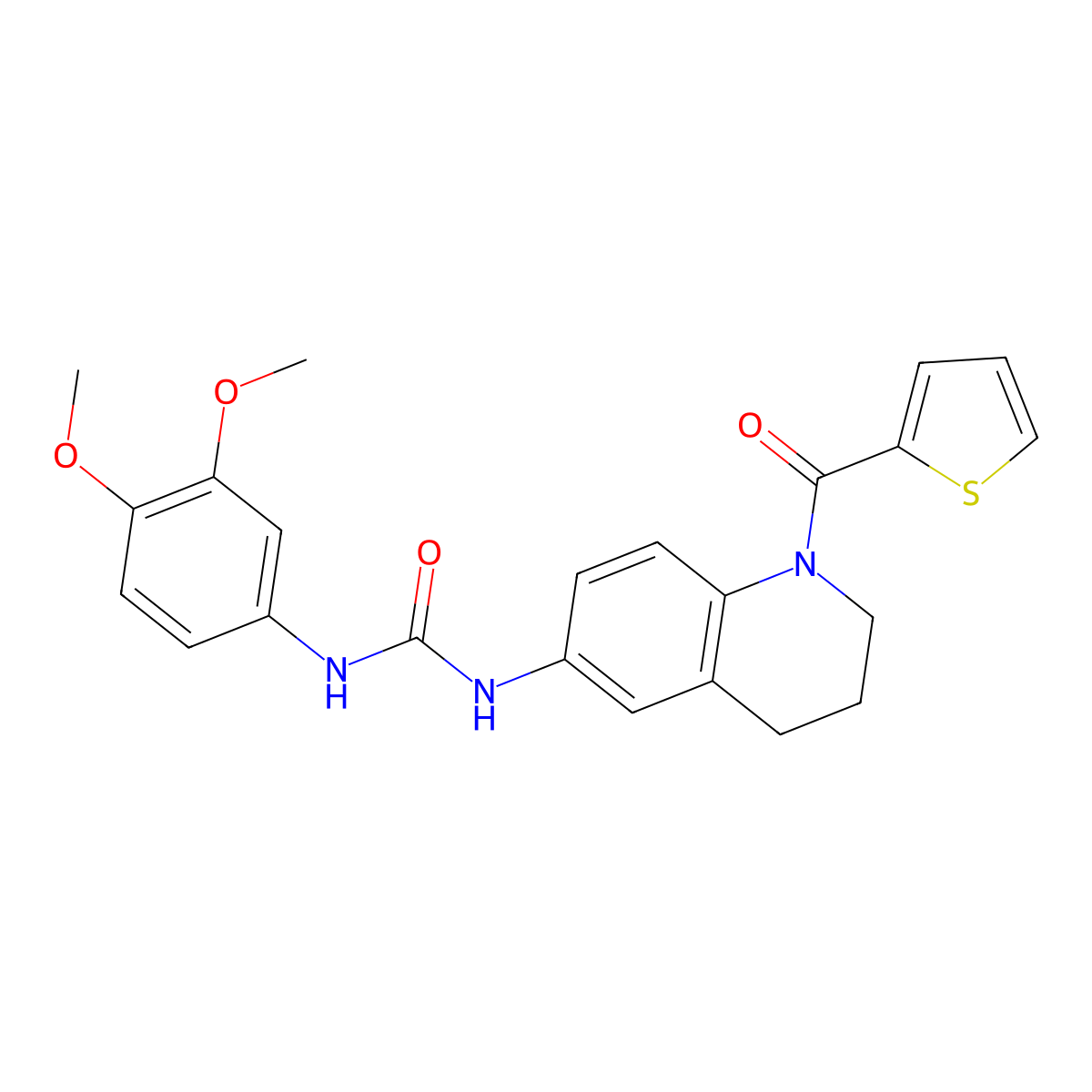 1-(3,4-Dimethoxyphenyl)-3-[1-(thiophene-2-carbonyl)-1,2,3,4-tetrahydroquinolin-6-yl]urea molecular structure, CAS 1203017-19-9