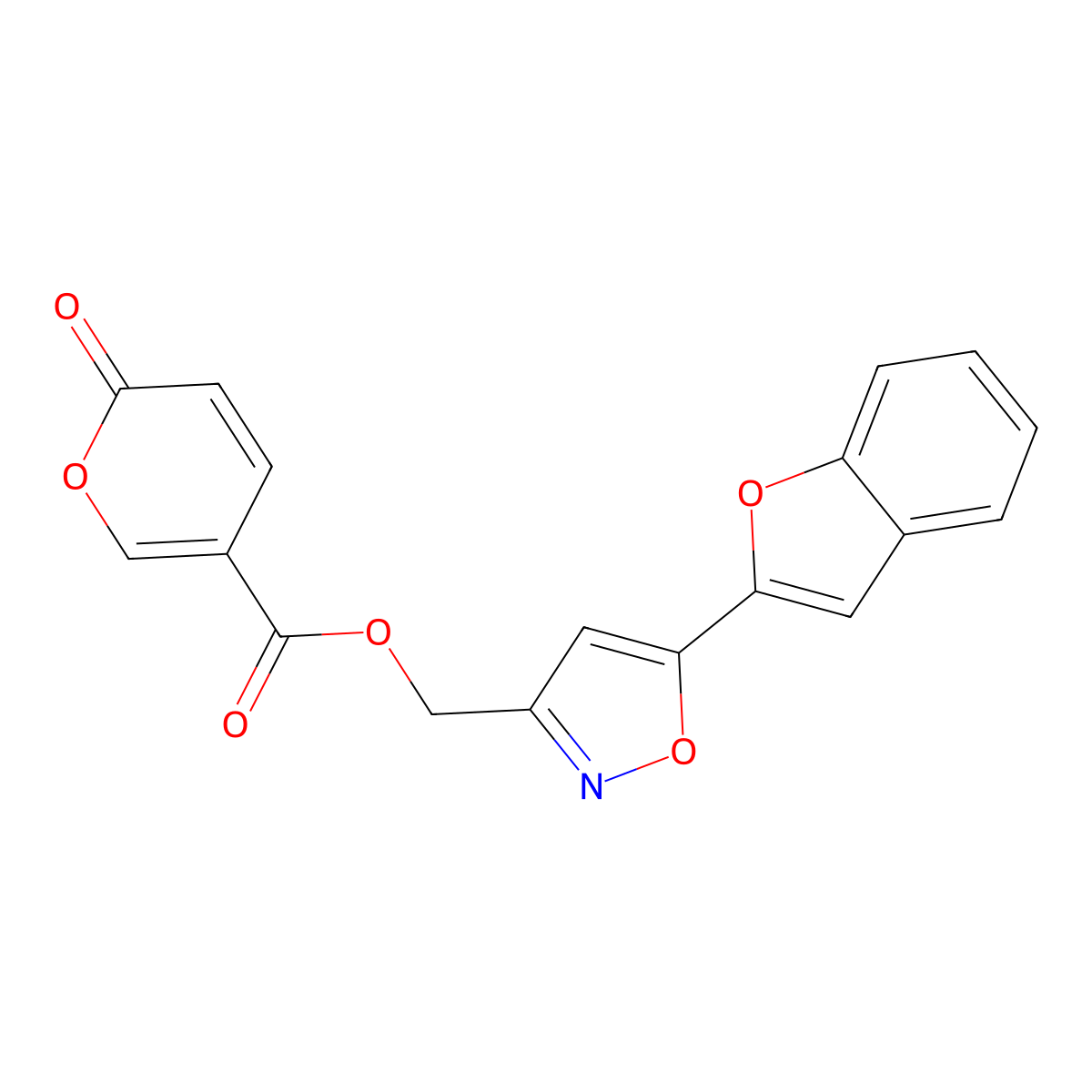 (5-(benzofuran-2-yl)isoxazol-3-yl)methyl 2-oxo-2H-pyran-5-carboxylate molecular structure, CAS 1203020-83-0