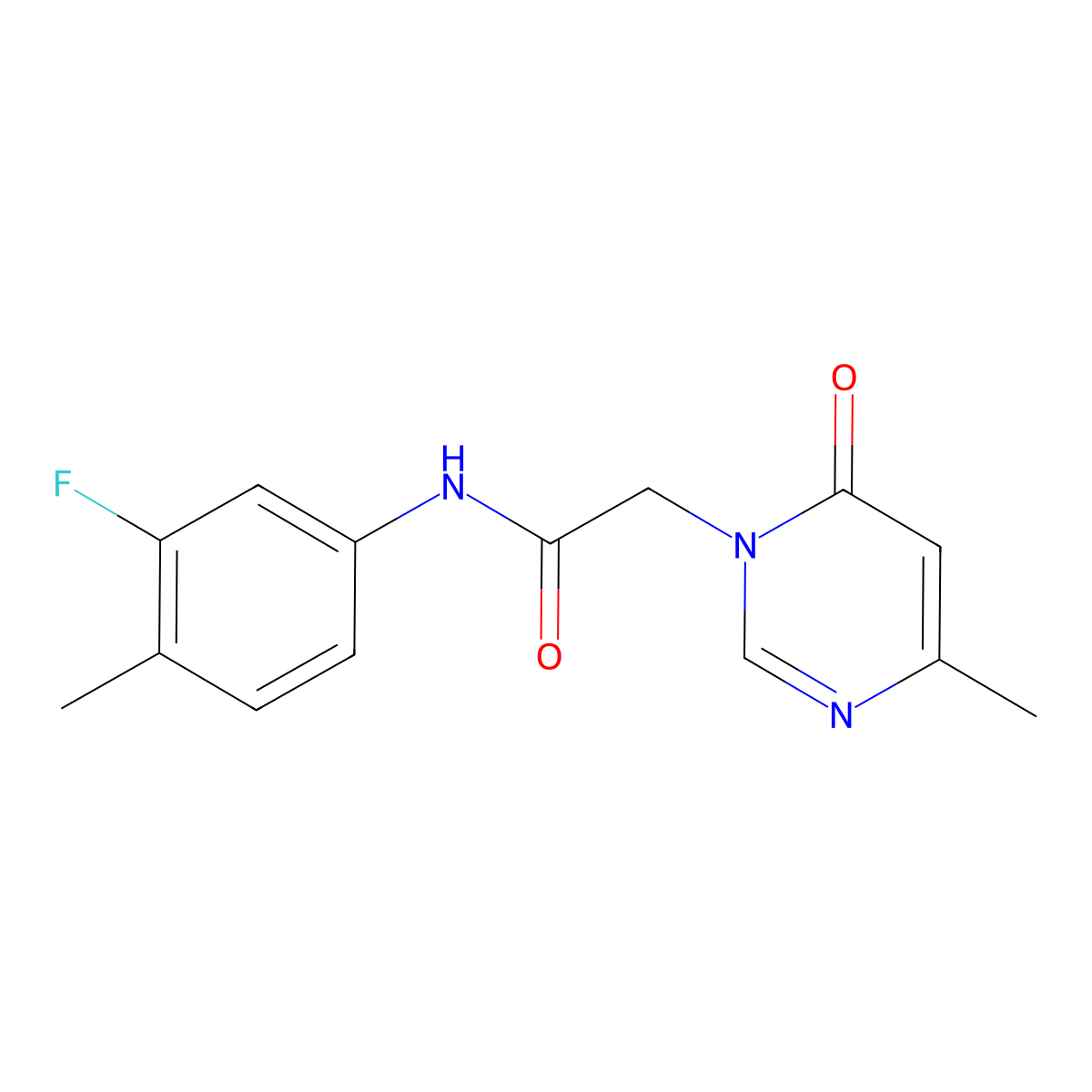 N-(3-fluoro-4-methylphenyl)-2-(4-methyl-6-oxopyrimidin-1(6H)-yl)acetamide molecular structure, CAS 1203021-89-9