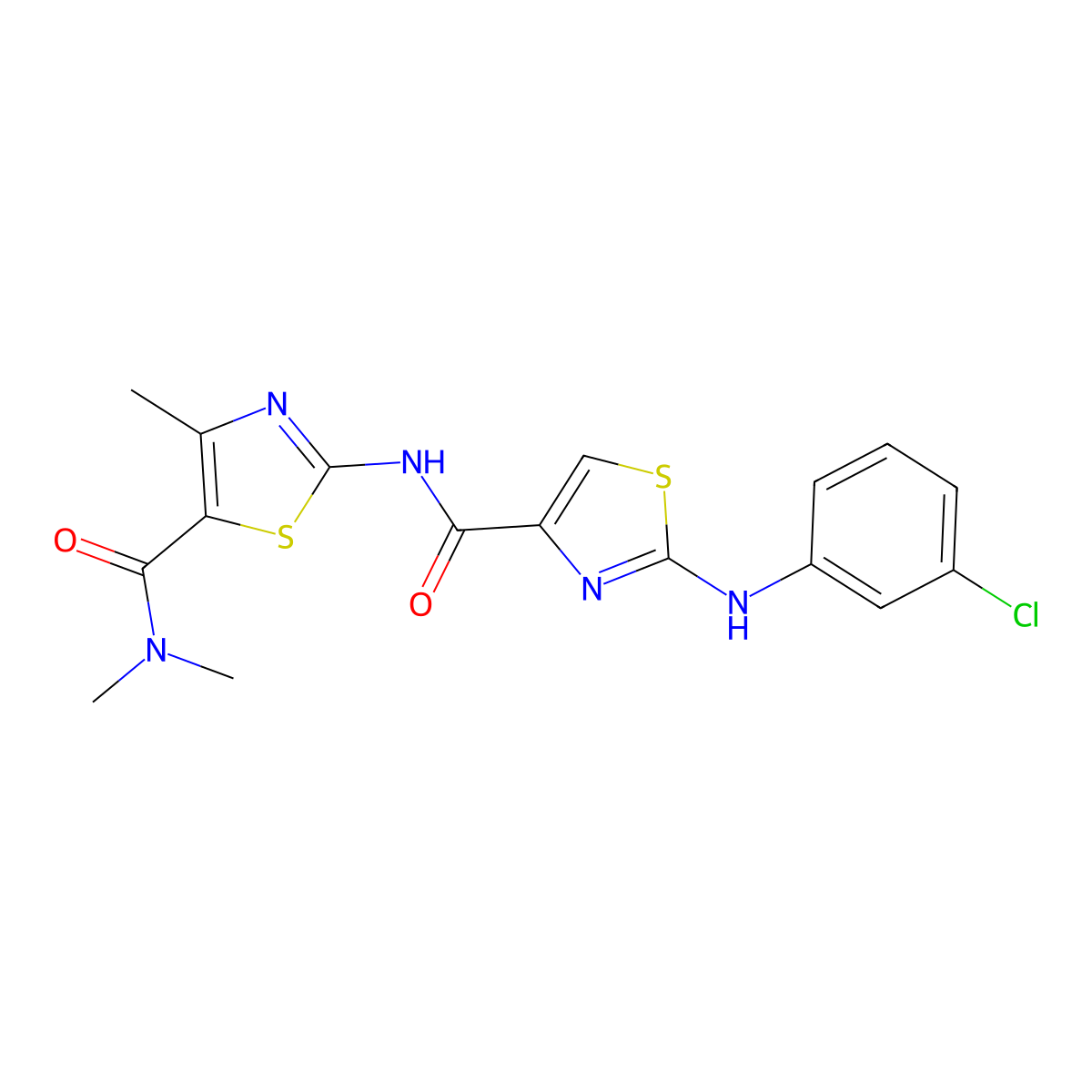 2-((3-chlorophenyl)amino)-N-(5-(dimethylcarbamoyl)-4-methylthiazol-2-yl)thiazole-4-carboxamide molecular structure, CAS 1203022-69-8