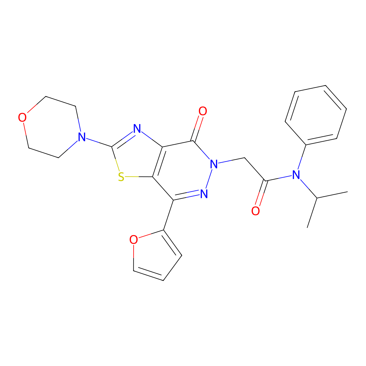 2-(7-(furan-2-yl)-2-morpholino-4-oxothiazolo[4,5-d]pyridazin-5(4H)-yl)-N-isopropyl-N-phenylacetamide molecular structure, CAS 1203022-77-8