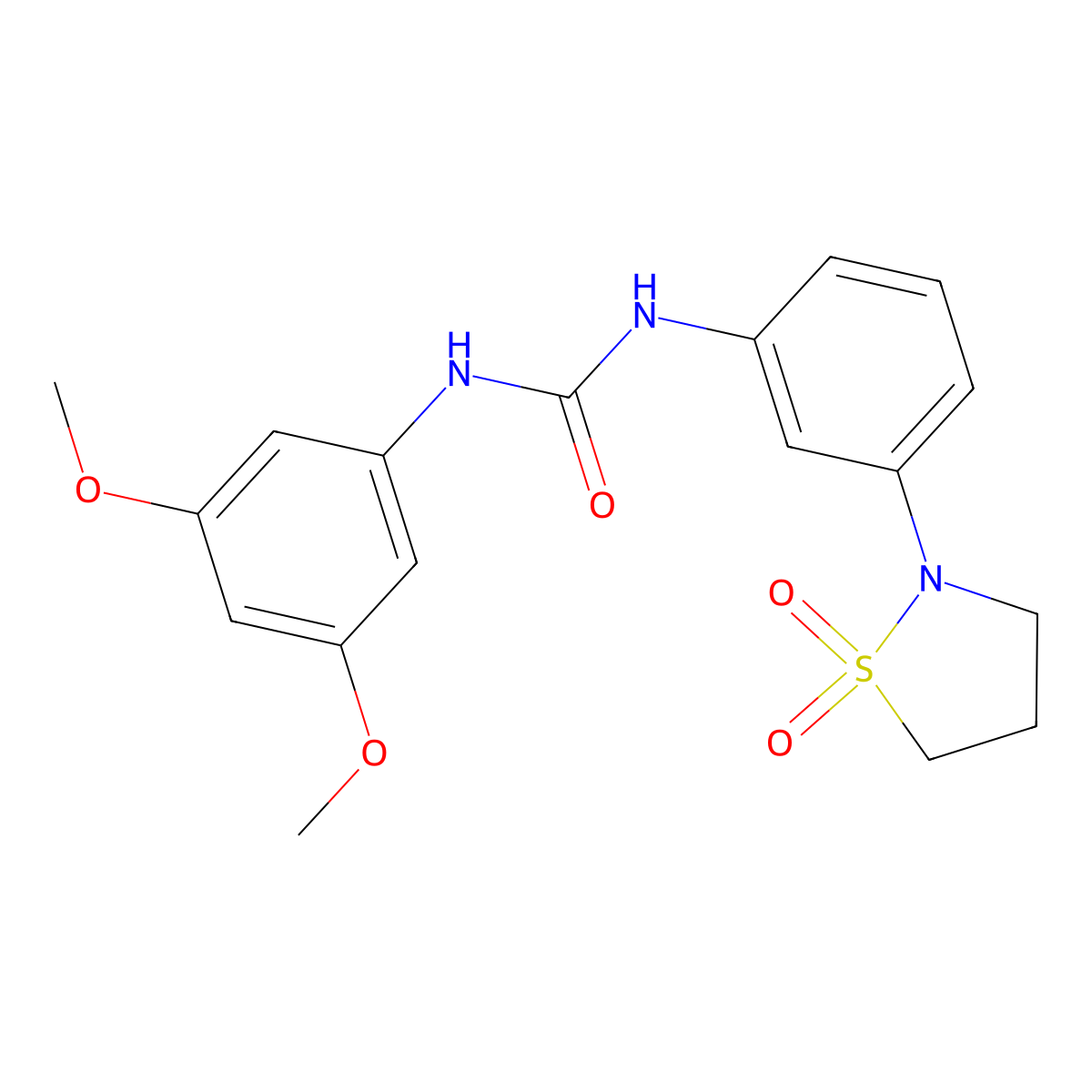 1-(3,5-Dimethoxyphenyl)-3-(3-(1,1-dioxidoisothiazolidin-2-yl)phenyl)urea molecular structure, CAS 1203023-56-6