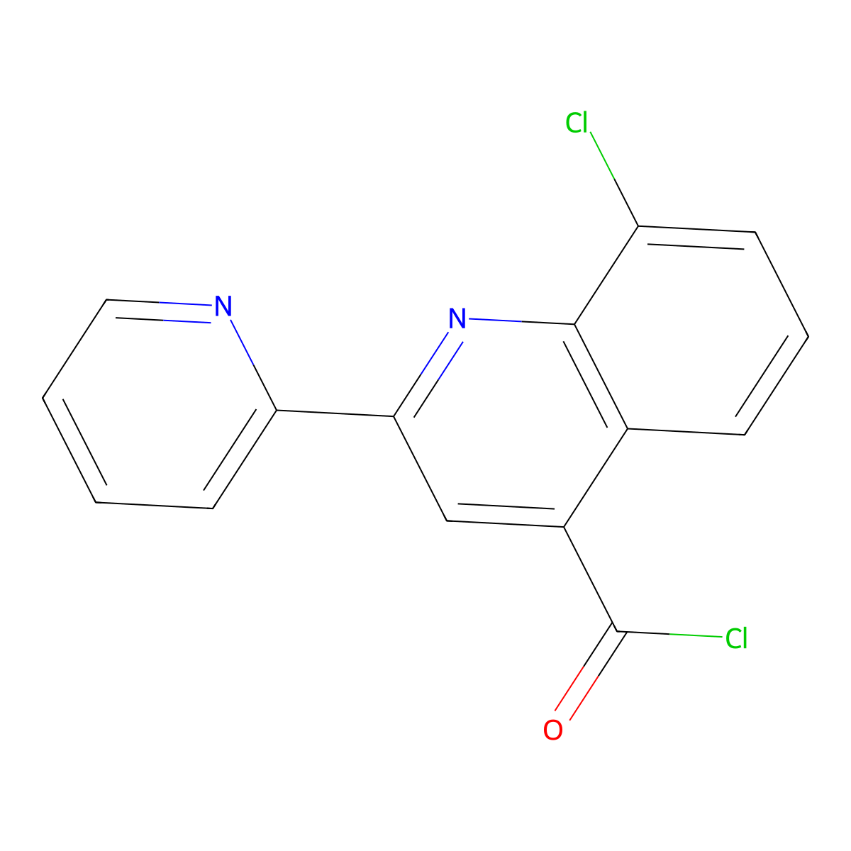 8-Chloro-2-pyridin-2-ylquinoline-4-carbonyl chloride hydrochloride molecular structure, CAS 1203024-38-7