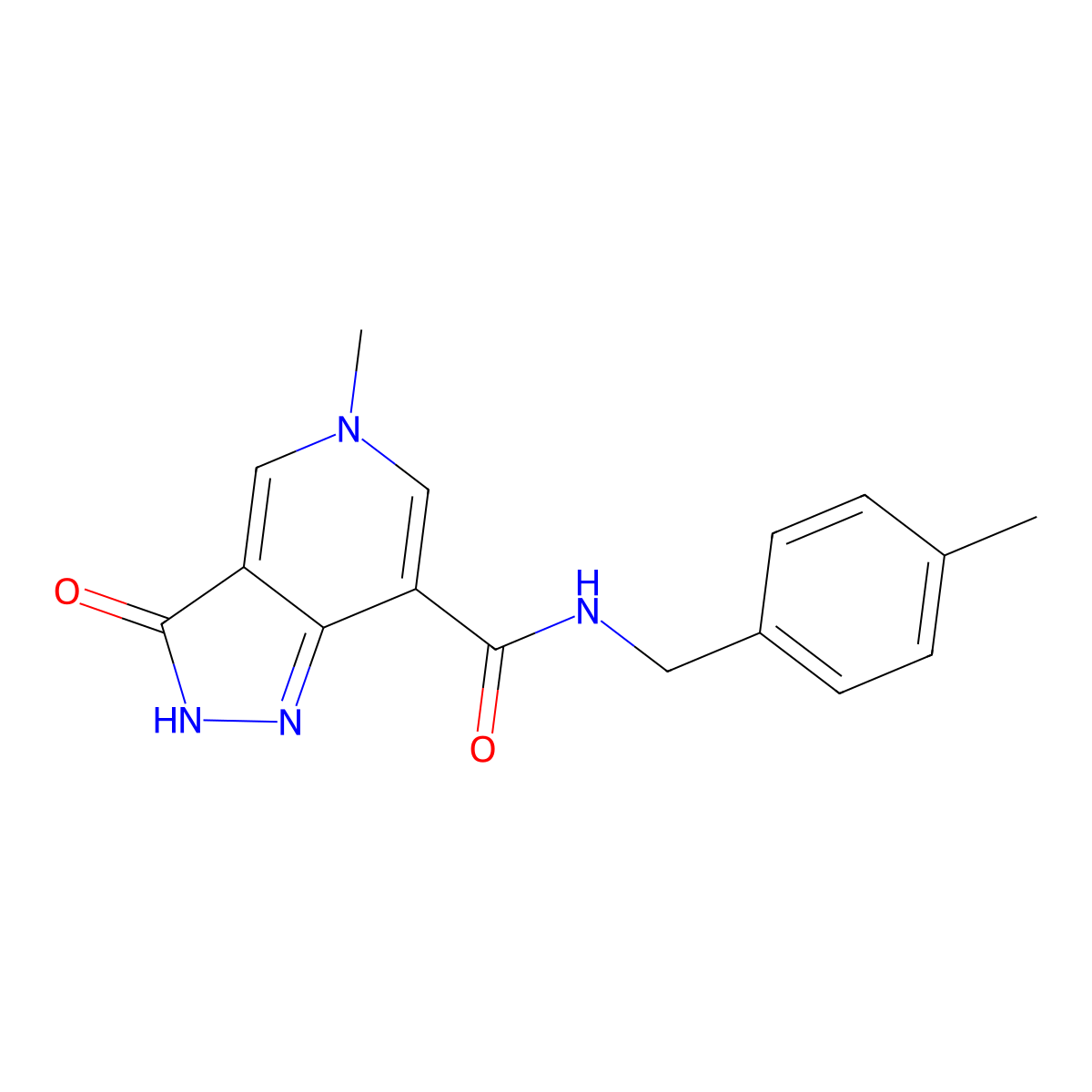 5-methyl-N-(4-methylbenzyl)-3-oxo-3,5-dihydro-2H-pyrazolo[4,3-c]pyridine-7-carboxamide molecular structure, CAS 1203024-39-8