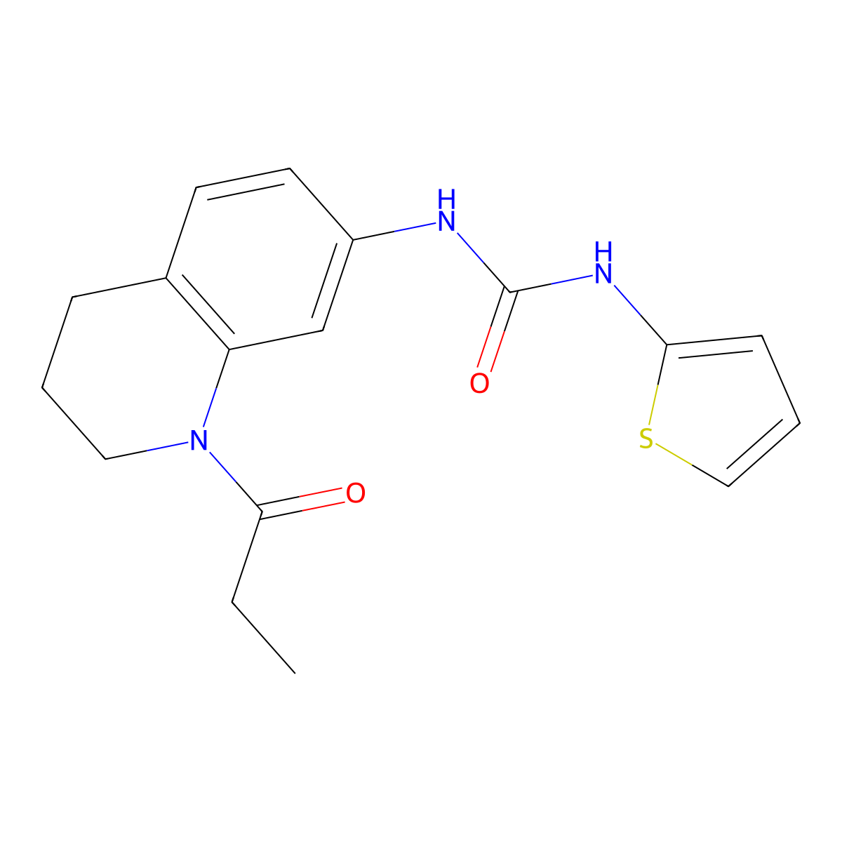 1-(1-Propionyl-1,2,3,4-tetrahydroquinolin-7-yl)-3-(thiophen-2-yl)urea molecular structure, CAS 1203024-46-7