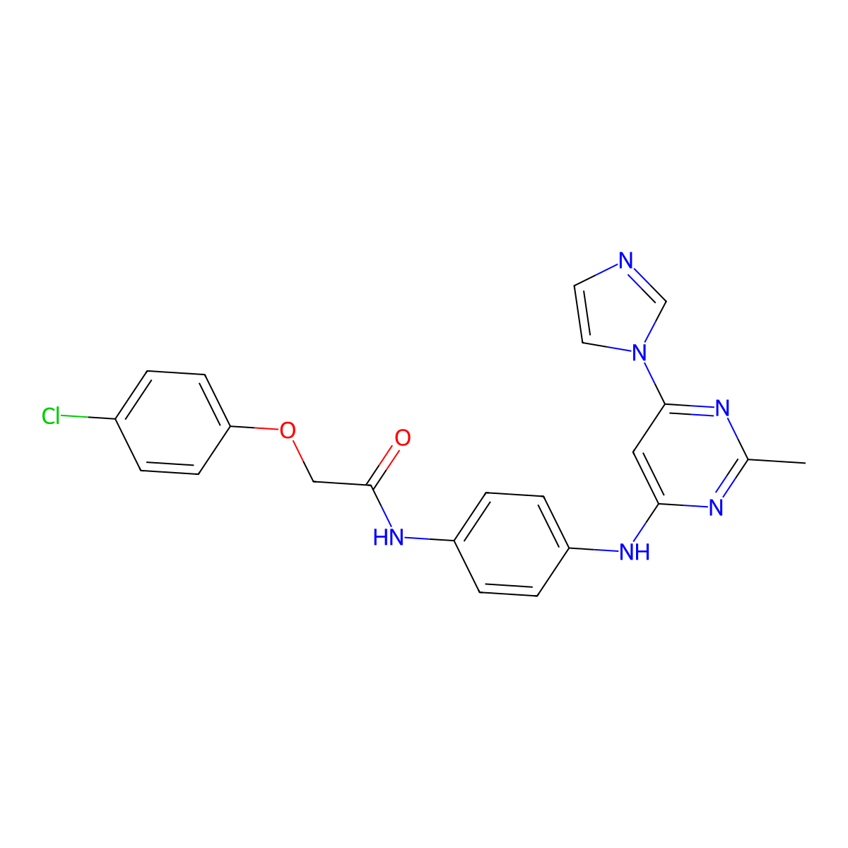 N-(4-((6-(1H-imidazol-1-yl)-2-methylpyrimidin-4-yl)amino)phenyl)-2-(4-chlorophenoxy)acetamide molecular structure, CAS 1203024-78-5