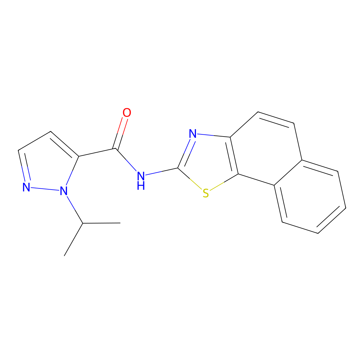 1-isopropyl-N-(naphtho[2,1-d]thiazol-2-yl)-1H-pyrazole-5-carboxamide molecular structure, CAS 1203024-96-7