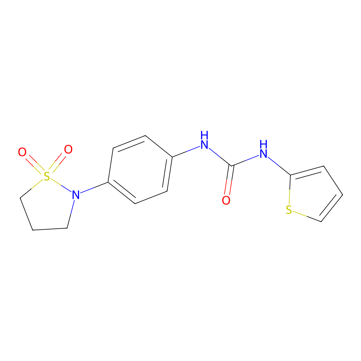 1-(4-(1,1-Dioxidoisothiazolidin-2-yl)phenyl)-3-(thiophen-2-yl)urea molecular structure, CAS 1203025-09-5