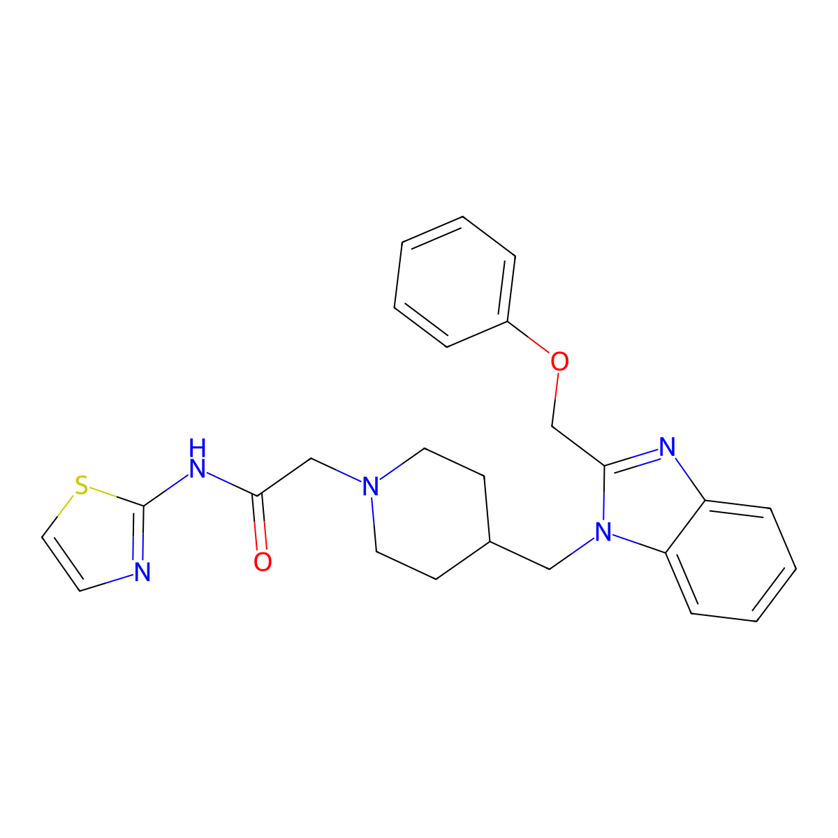 1-Piperidineacetamide, 4-[[2-(phenoxymethyl)-1H-benzimidazol-1-yl]methyl]-N-2-thiazolyl- molecular structure, CAS 1203027-68-2