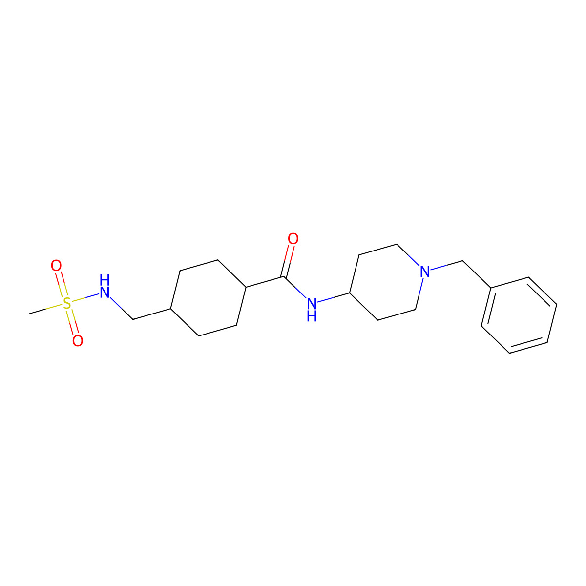 N-(1-benzylpiperidin-4-yl)-4-(methanesulfonamidomethyl)cyclohexane-1-carboxamide molecular structure, CAS 1203029-82-6