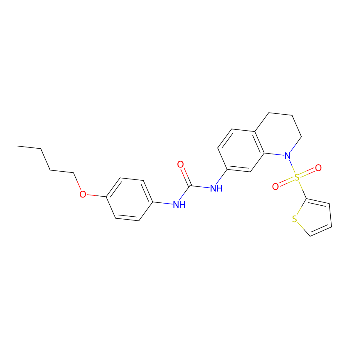 1-(4-Butoxyphenyl)-3-(1-(thiophen-2-ylsulfonyl)-1,2,3,4-tetrahydroquinolin-7-yl)urea molecular structure, CAS 1203029-99-5