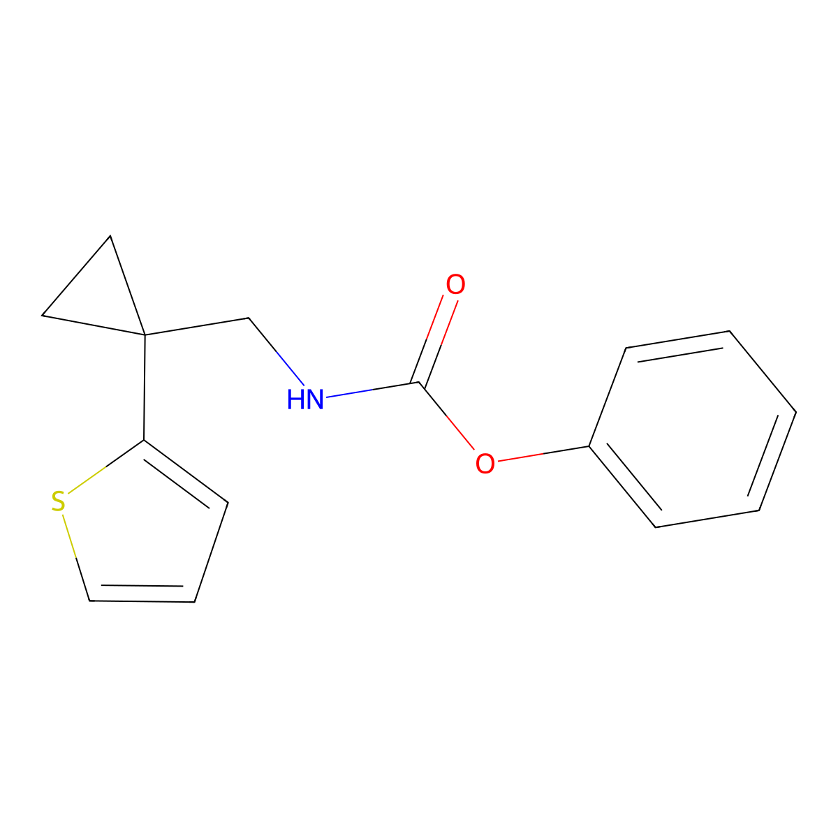Phenyl ((1-(thiophen-2-yl)cyclopropyl)methyl)carbamate molecular structure, CAS 1203030-94-7