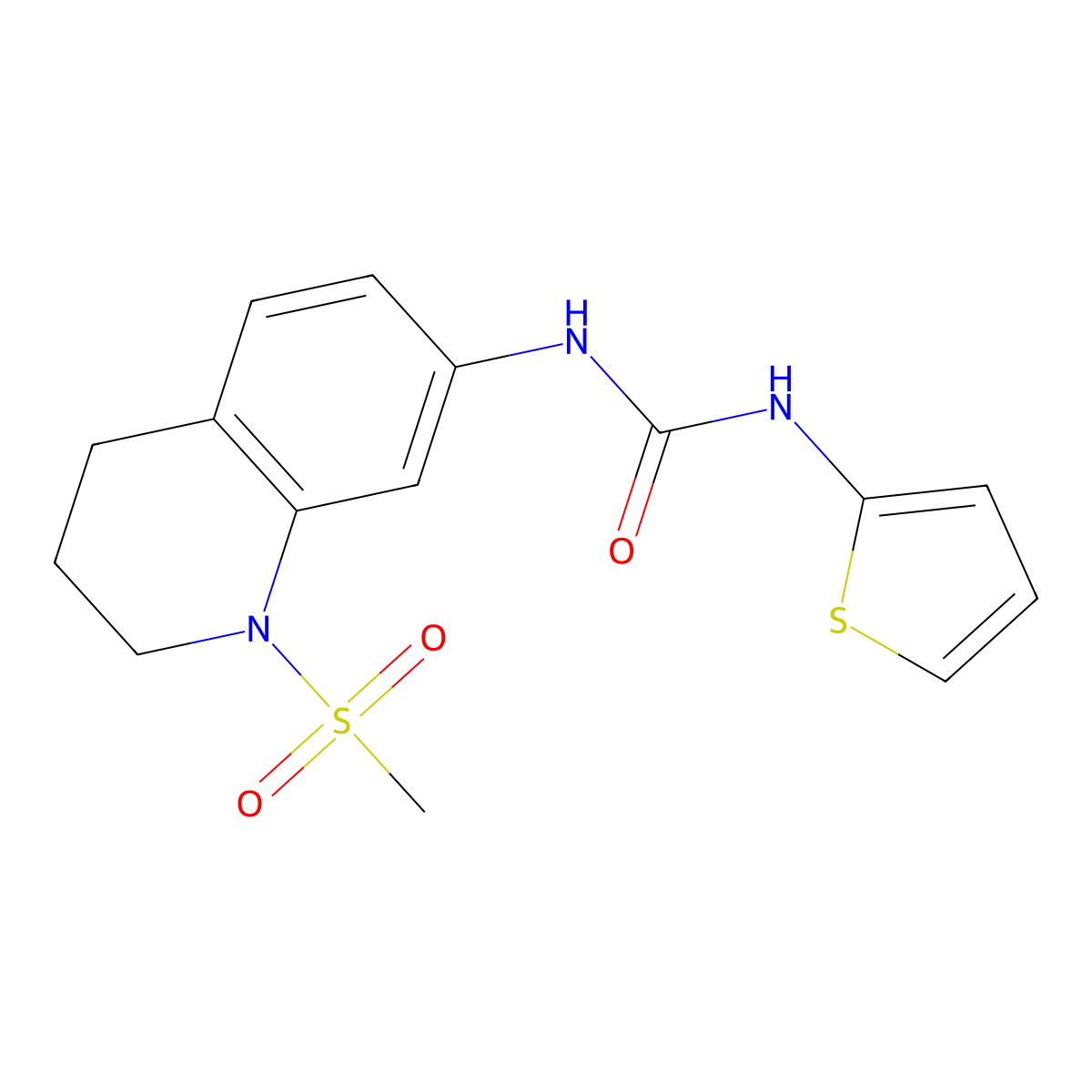 1-(1-(Methylsulfonyl)-1,2,3,4-tetrahydroquinolin-7-yl)-3-(thiophen-2-yl)urea molecular structure, CAS 1203031-29-1