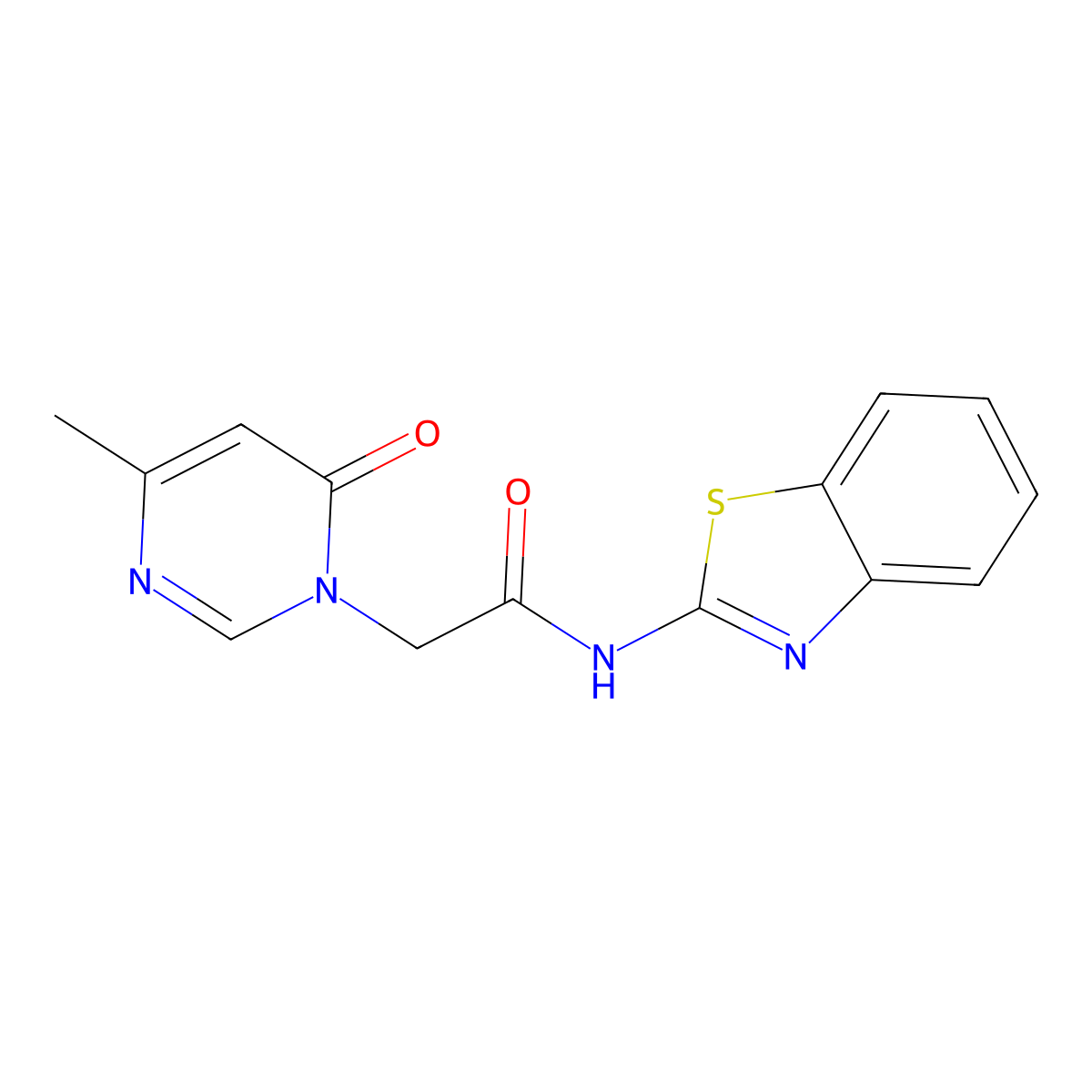 N-(benzo[d]thiazol-2-yl)-2-(4-methyl-6-oxopyrimidin-1(6H)-yl)acetamide molecular structure, CAS 1203032-05-6