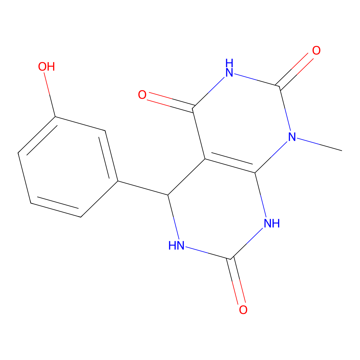 5-(3-hydroxyphenyl)-1-methyl-5,6-dihydropyrimido[4,5-d]pyrimidine-2,4,7(1H,3H,8H)-trione molecular structure, CAS 1203033-57-1