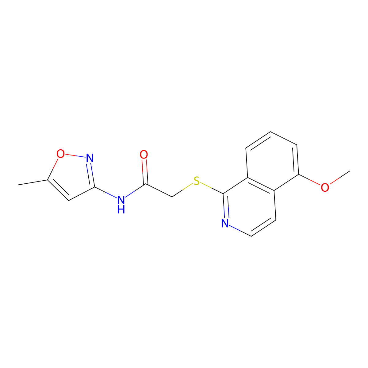 2-((5-methoxyisoquinolin-1-yl)thio)-N-(5-methylisoxazol-3-yl)acetamide molecular structure, CAS 1203034-48-3