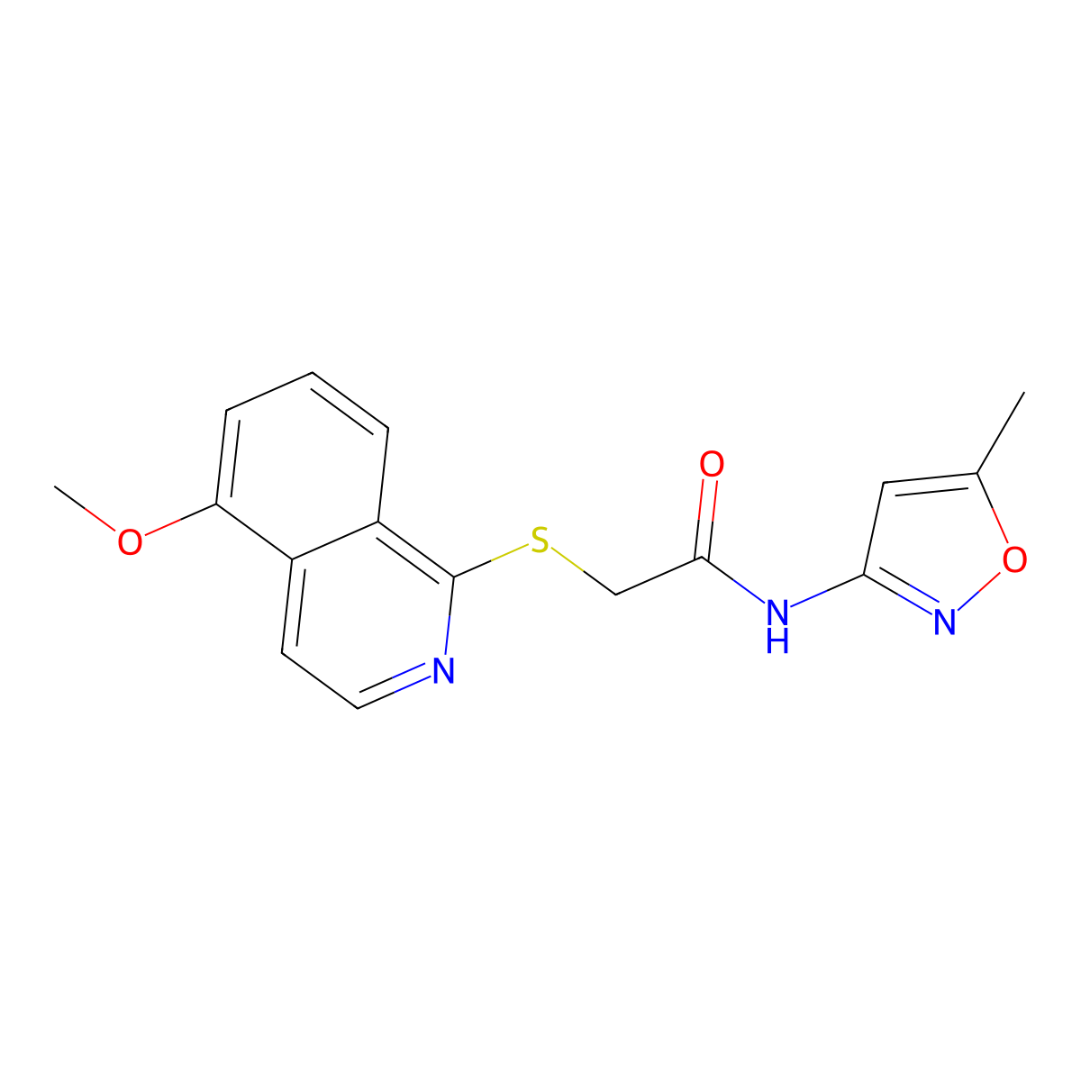 2-((5-methoxyisoquinolin-1-yl)thio)-N-(5-methylisoxazol-3-yl)acetamide molecular structure, CAS 1203034-48-3