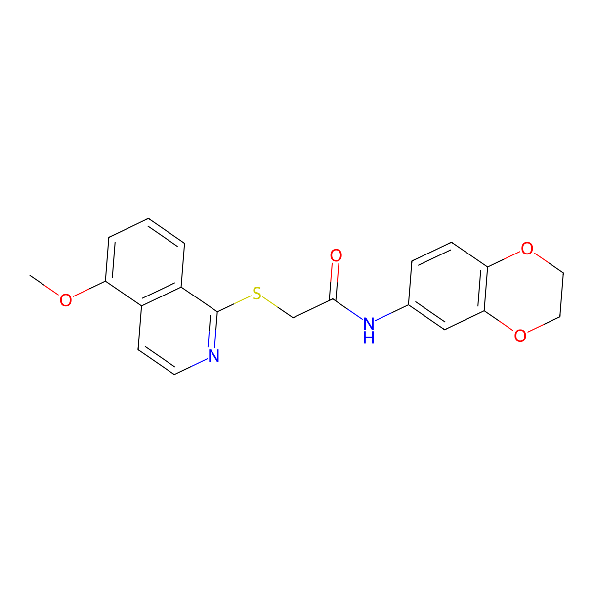 N-(2,3-dihydrobenzo[b][1,4]dioxin-6-yl)-2-((5-methoxyisoquinolin-1-yl)thio)acetamide molecular structure, CAS 1203034-78-9
