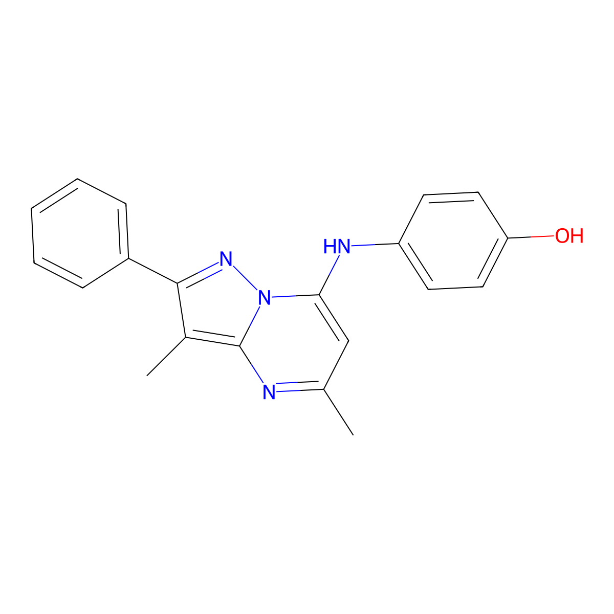 4-({3,5-Dimethyl-2-phenylpyrazolo[1,5-a]pyrimidin-7-yl}amino)phenol molecular structure, CAS 1203035-85-1