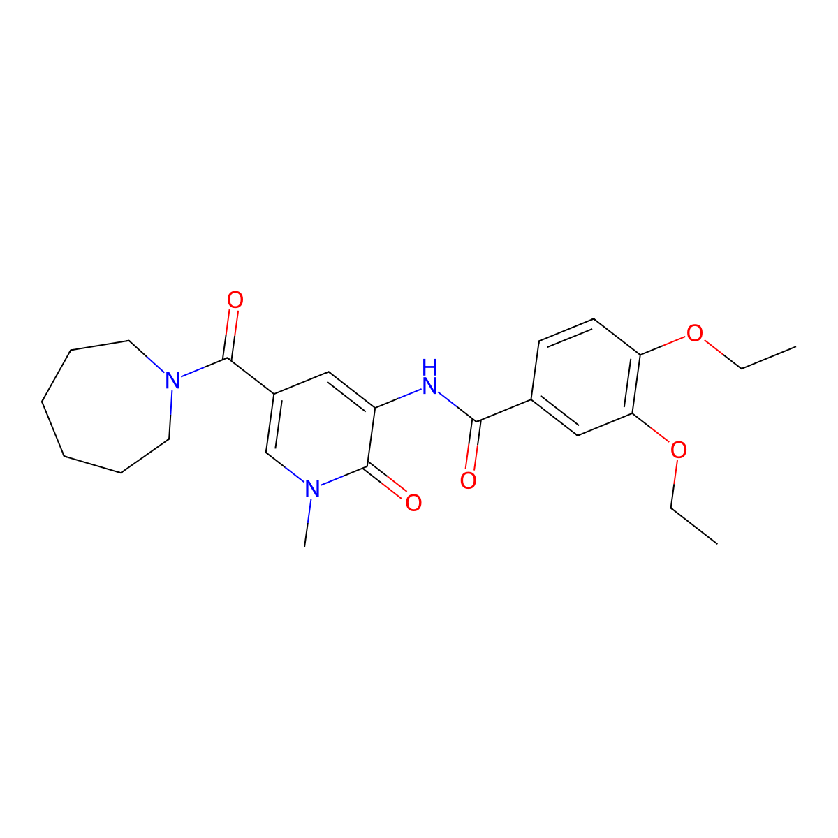 N-[5-(azepane-1-carbonyl)-1-methyl-2-oxo-1,2-dihydropyridin-3-yl]-3,4-diethoxybenzamide molecular structure, CAS 1203036-13-8
