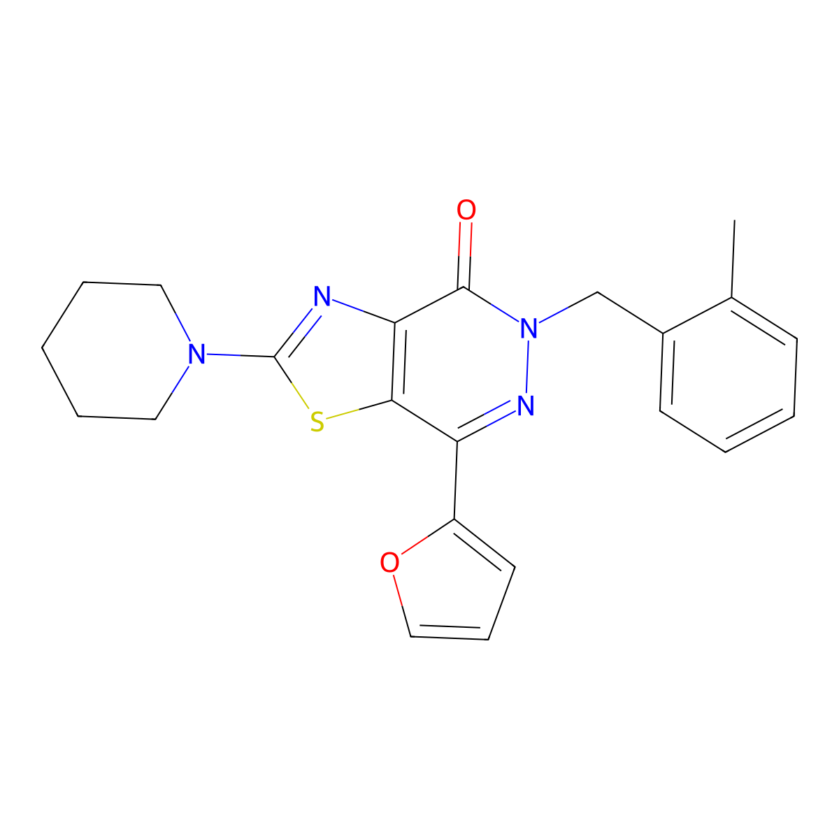 7-(furan-2-yl)-5-(2-methylbenzyl)-2-(piperidin-1-yl)thiazolo[4,5-d]pyridazin-4(5H)-one molecular structure, CAS 1203037-43-7