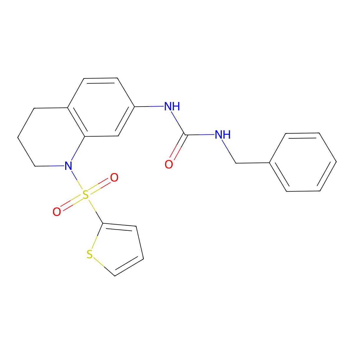 1-Benzyl-3-(1-(thiophen-2-ylsulfonyl)-1,2,3,4-tetrahydroquinolin-7-yl)urea molecular structure, CAS 1203037-79-9