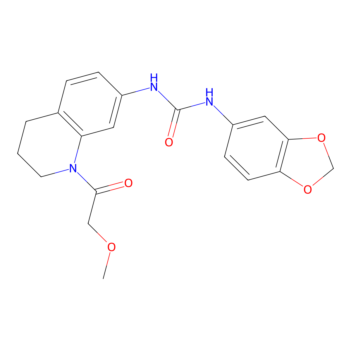 1-(Benzo[d][1,3]dioxol-5-yl)-3-(1-(2-methoxyacetyl)-1,2,3,4-tetrahydroquinolin-7-yl)urea molecular structure, CAS 1203038-25-8