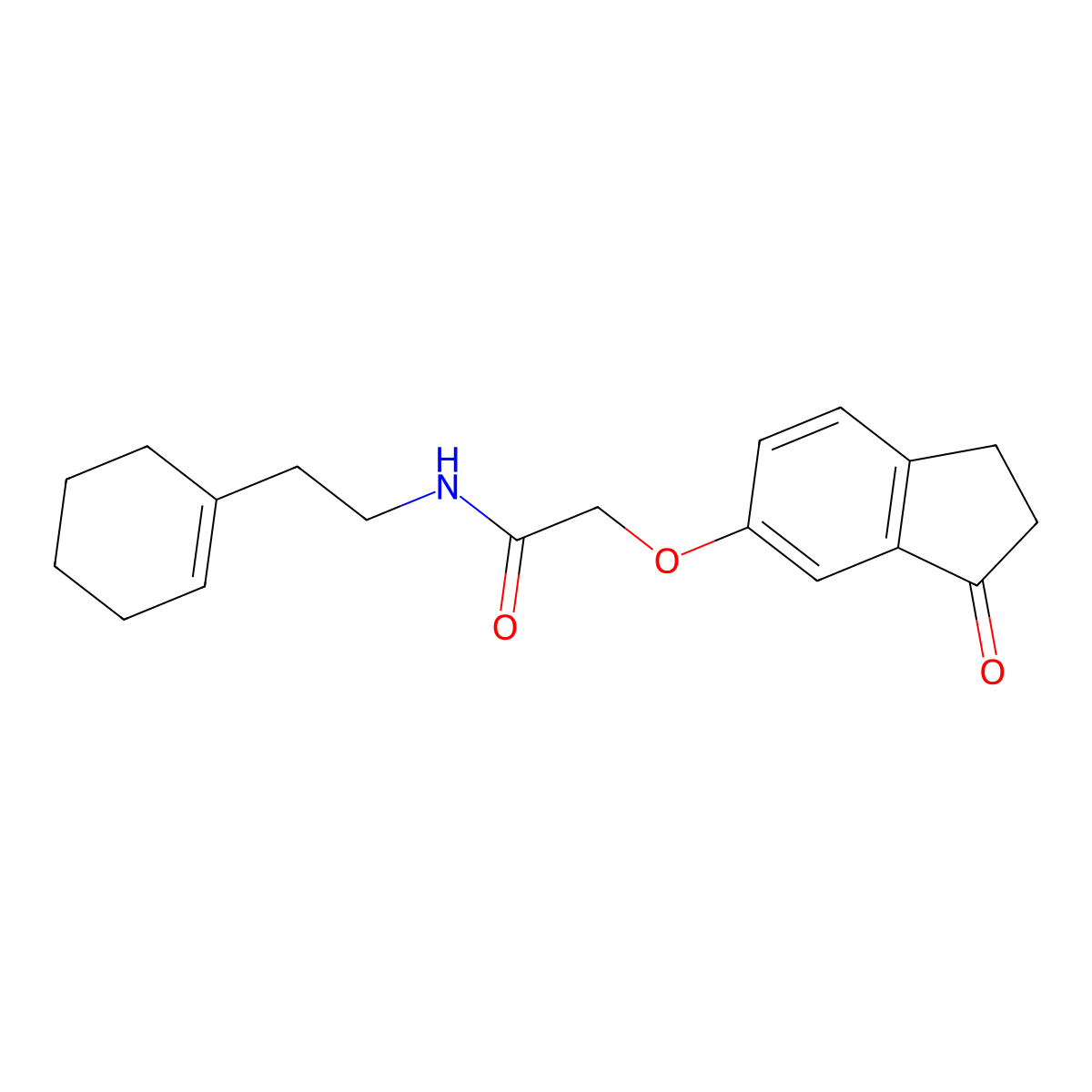 N-[2-(cyclohex-1-en-1-yl)ethyl]-2-[(3-oxo-2,3-dihydro-1H-inden-5-yl)oxy]acetamide molecular structure, CAS 1203038-42-9