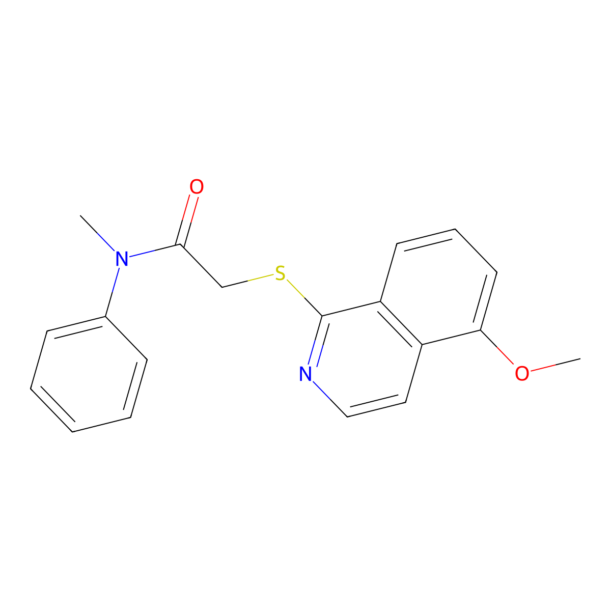 2-((5-methoxyisoquinolin-1-yl)thio)-N-methyl-N-phenylacetamide molecular structure, CAS 1203039-60-4