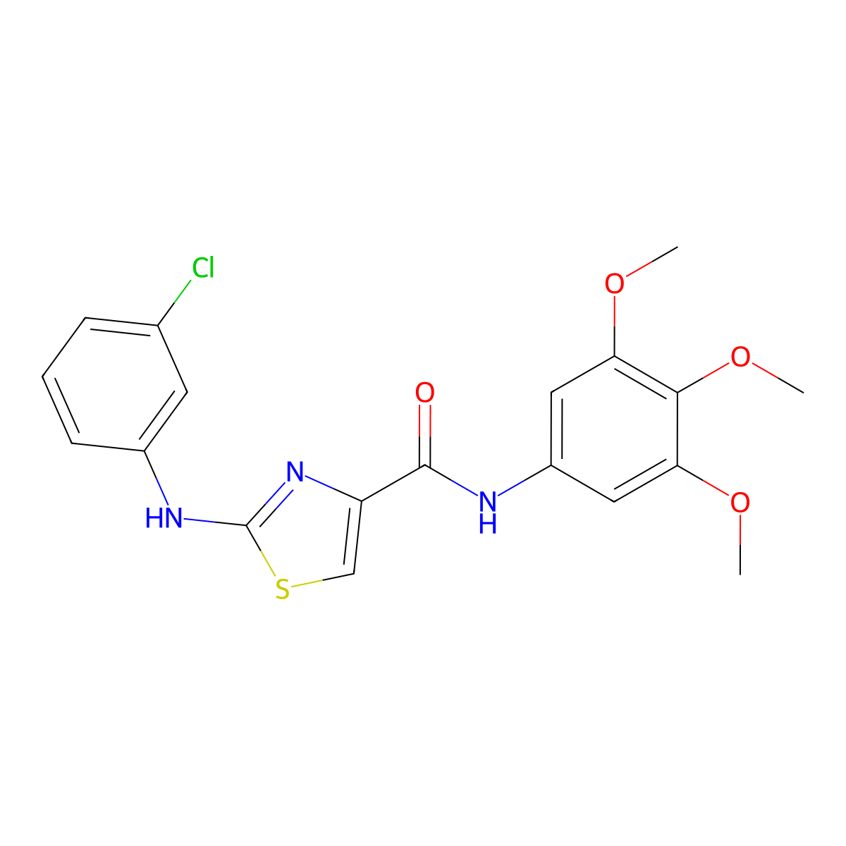 2-((3-chlorophenyl)amino)-N-(3,4,5-trimethoxyphenyl)thiazole-4-carboxamide molecular structure, CAS 1203041-16-0