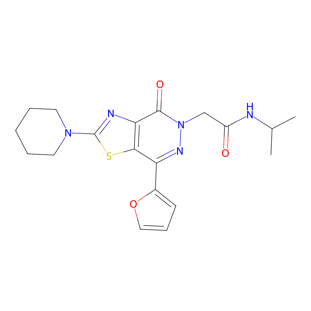 2-(7-(furan-2-yl)-4-oxo-2-(piperidin-1-yl)thiazolo[4,5-d]pyridazin-5(4H)-yl)-N-isopropylacetamide molecular structure, CAS 1203042-01-6