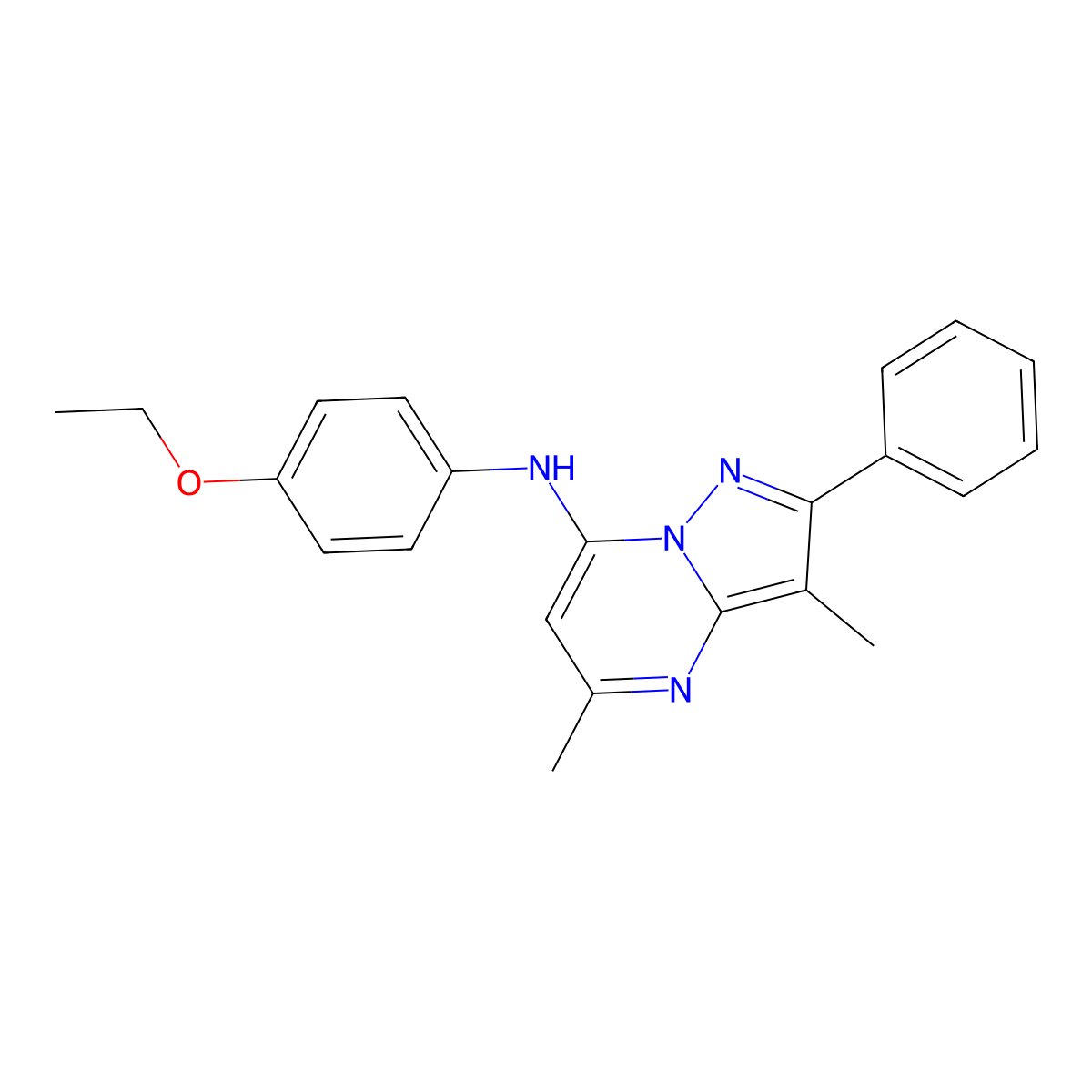 N-(4-ethoxyphenyl)-3,5-dimethyl-2-phenylpyrazolo[1,5-a]pyrimidin-7-amine molecular structure, CAS 1203043-89-3